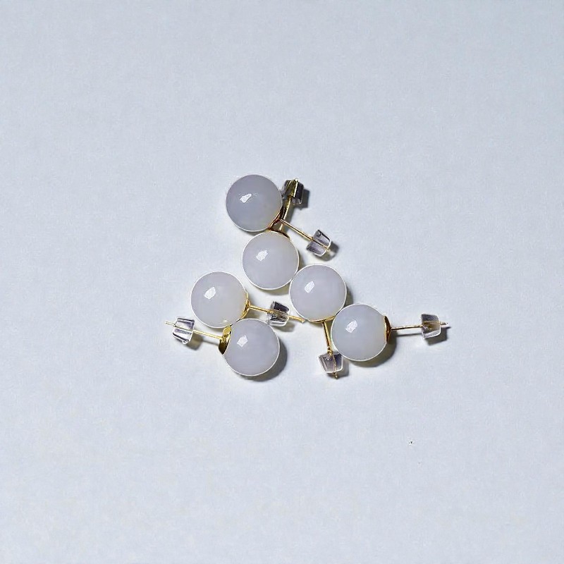 Love + Jade, 10mm Hetian White Jade Stud Earrings