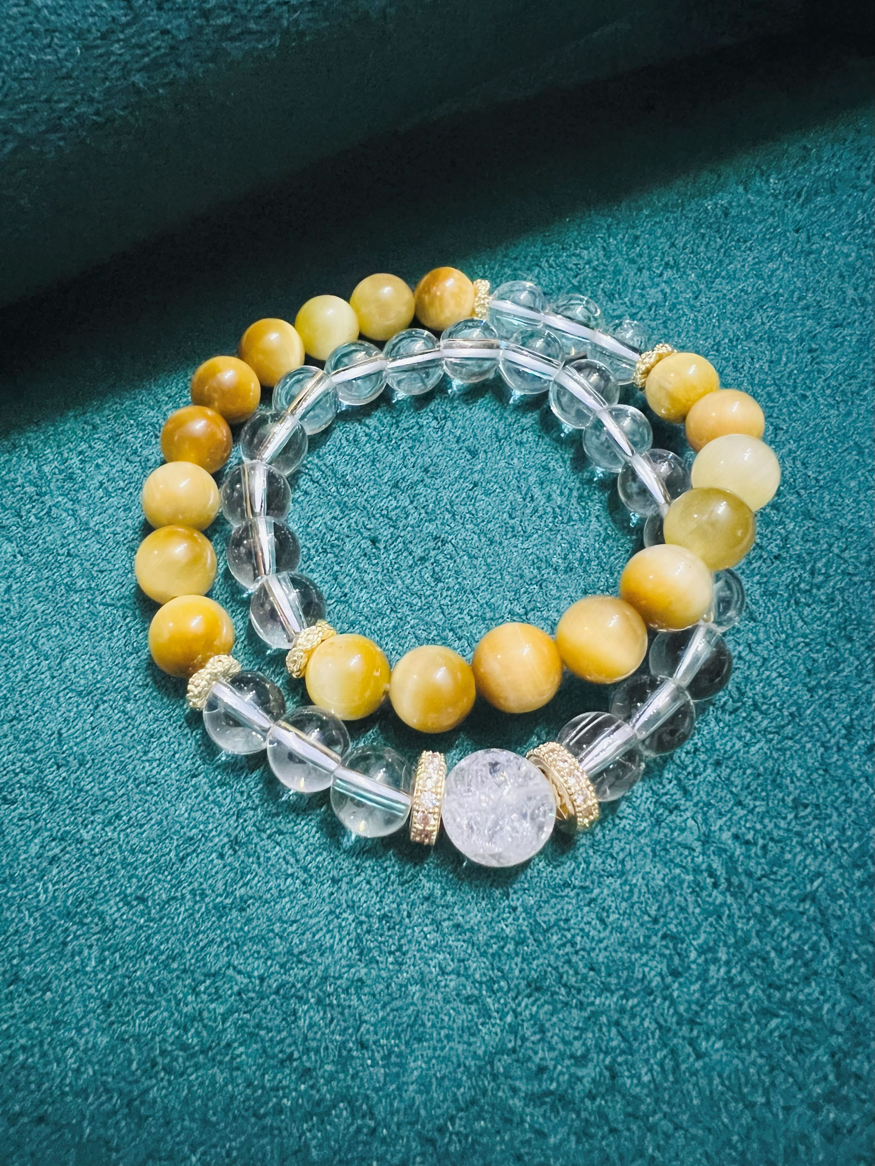 Himalayan Quartz, Clear Quartz & Yellow Tiger Eye Bracelet
