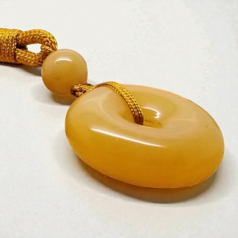 Love + Jade, Golden Harmony Yellow Jade Peace Pendant Necklace