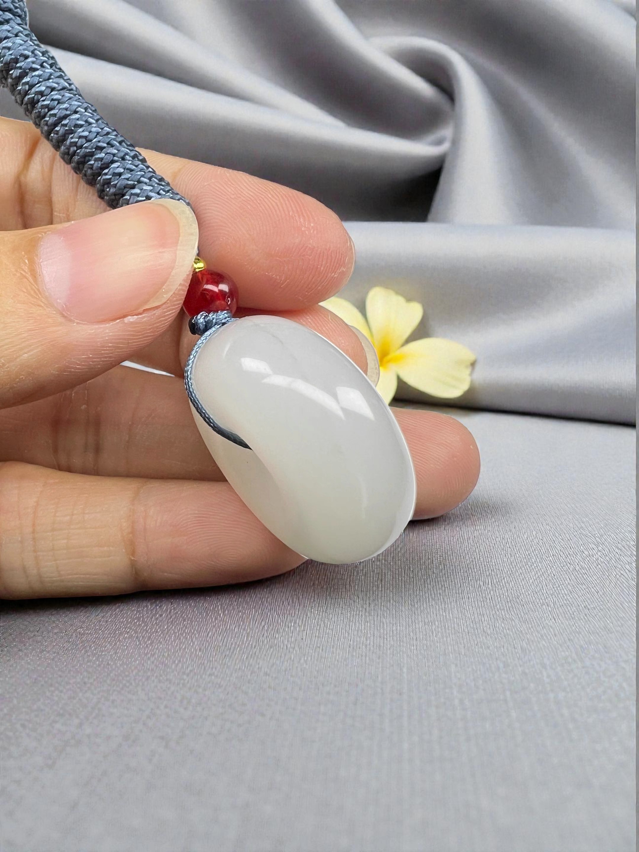 Love + Jade, Hetian White Jade Peace Pendant Necklace