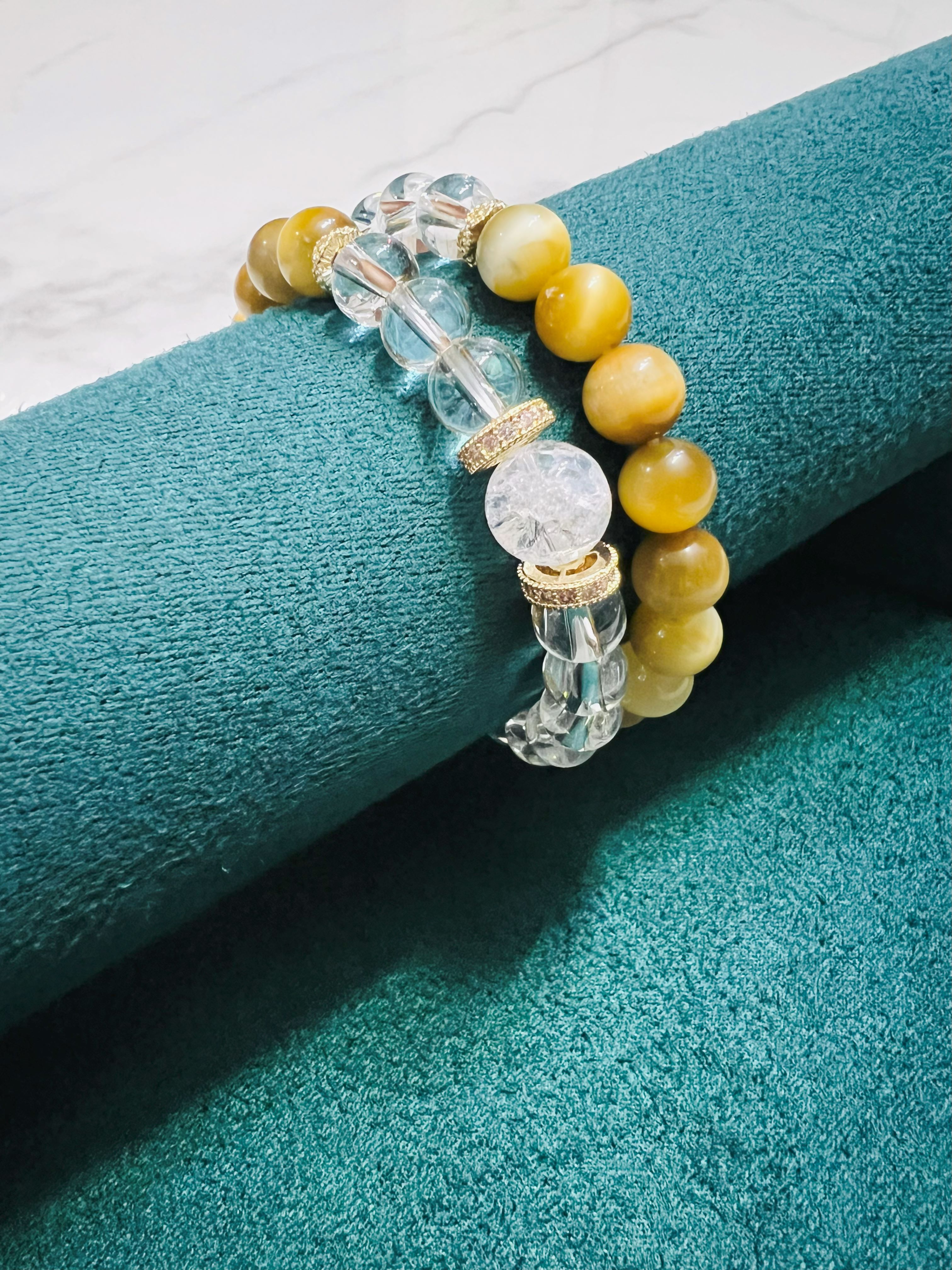 Himalayan Quartz, Clear Quartz & Yellow Tiger Eye Bracelet