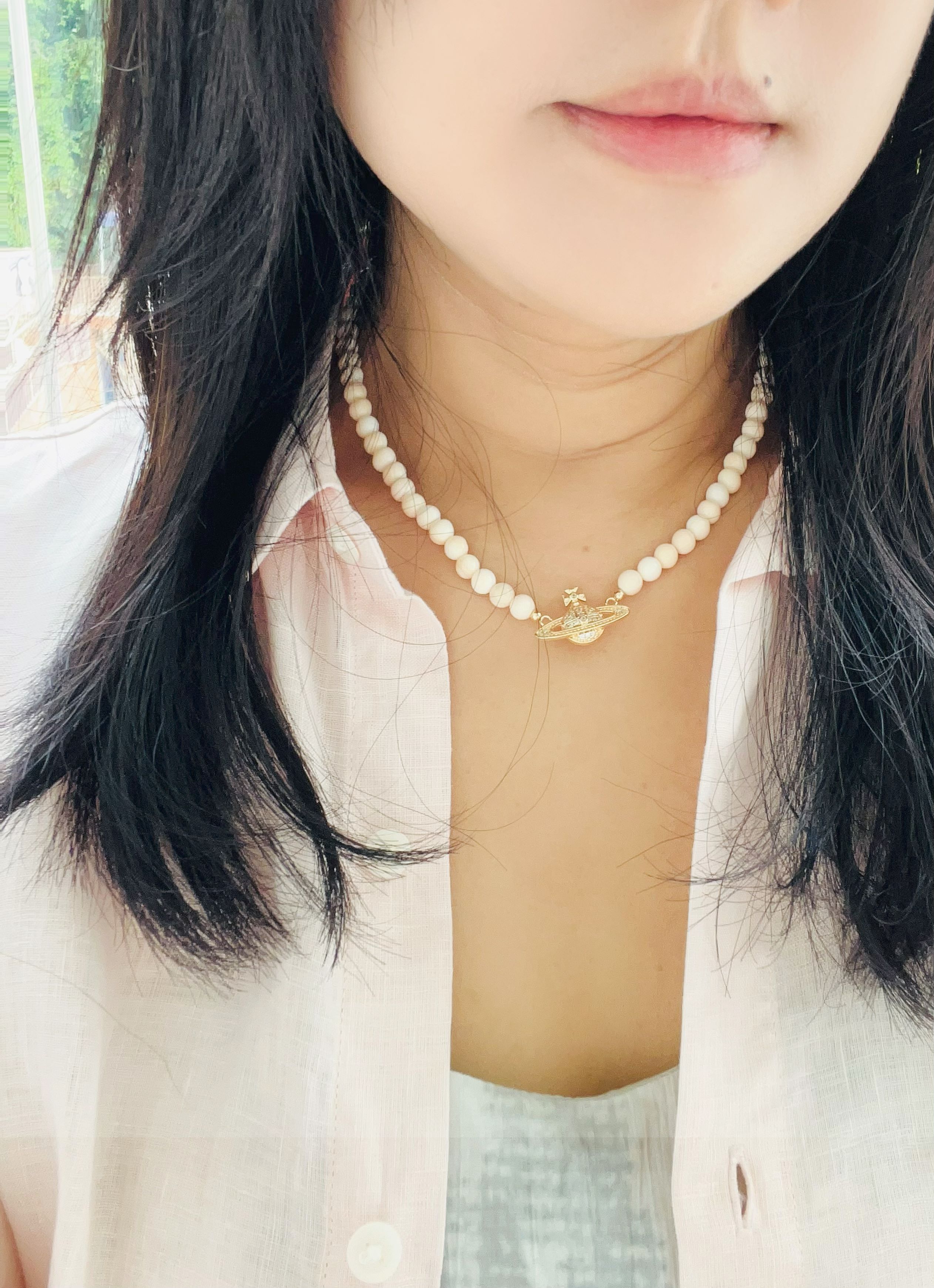 Celestial Blush – Queen Conch Orbital Drop Necklace