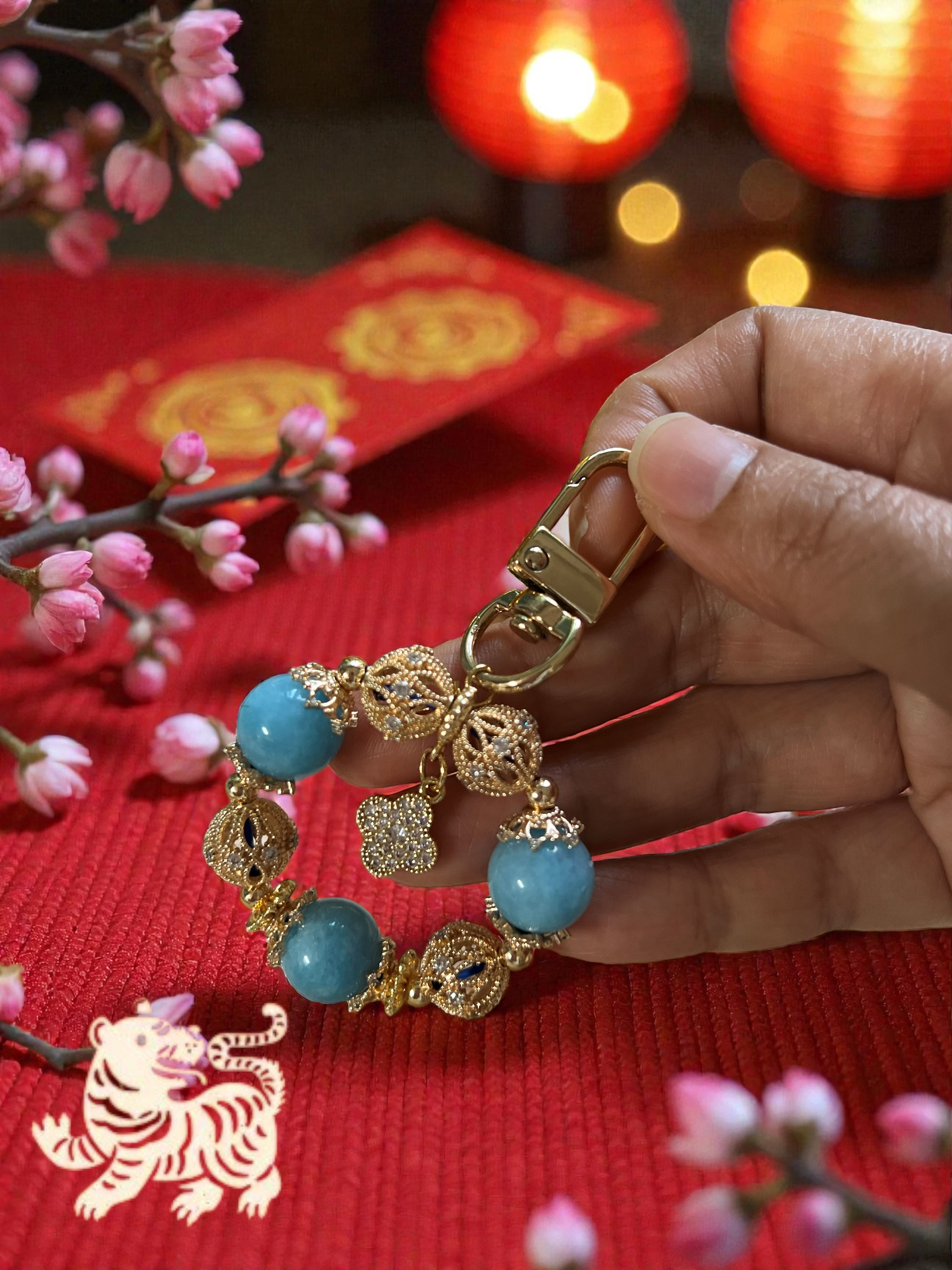 🐯 Tiger Zodiac Bag Charm — Larimar