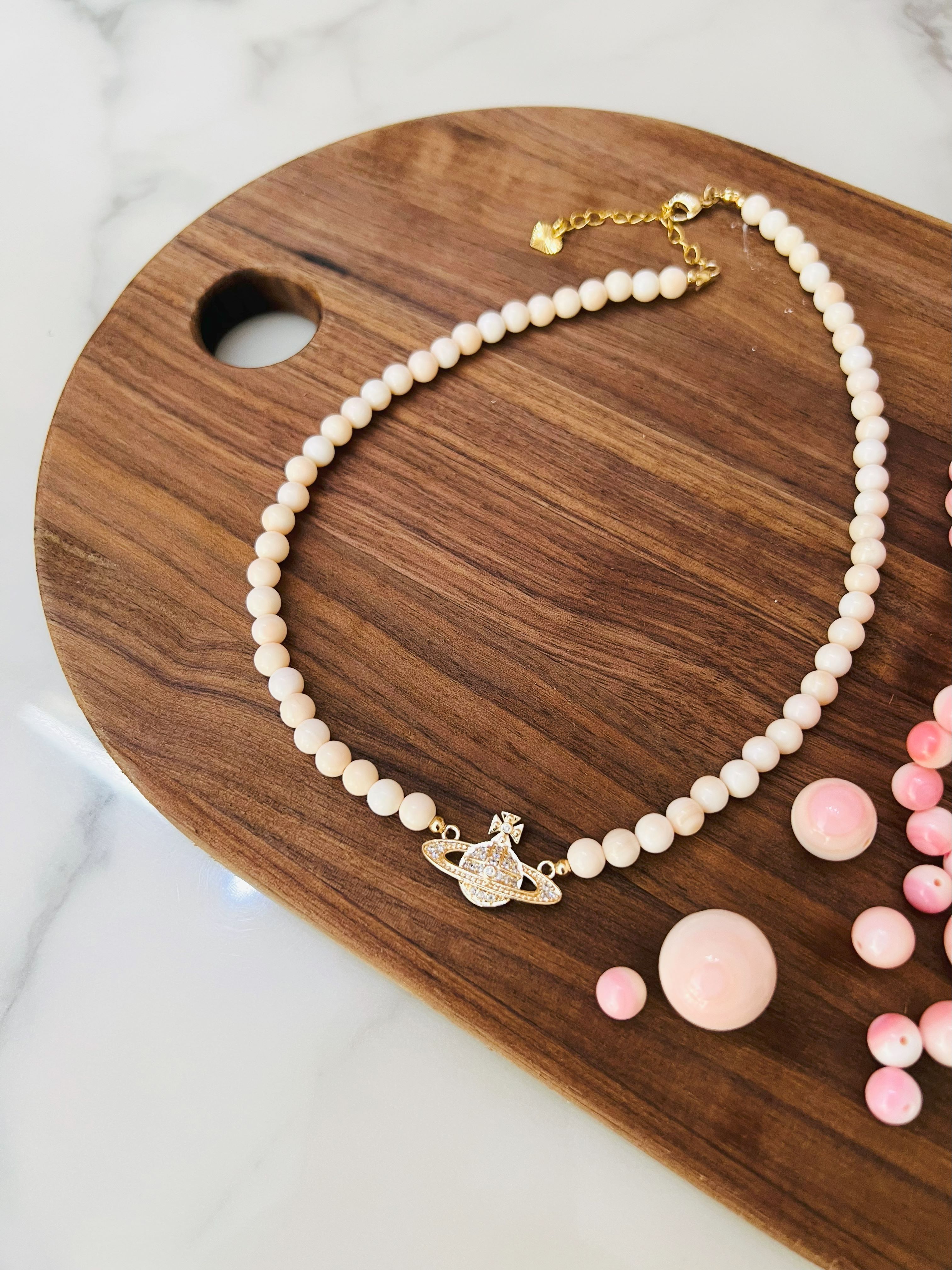 Celestial Blush – Queen Conch Orbital Drop Necklace