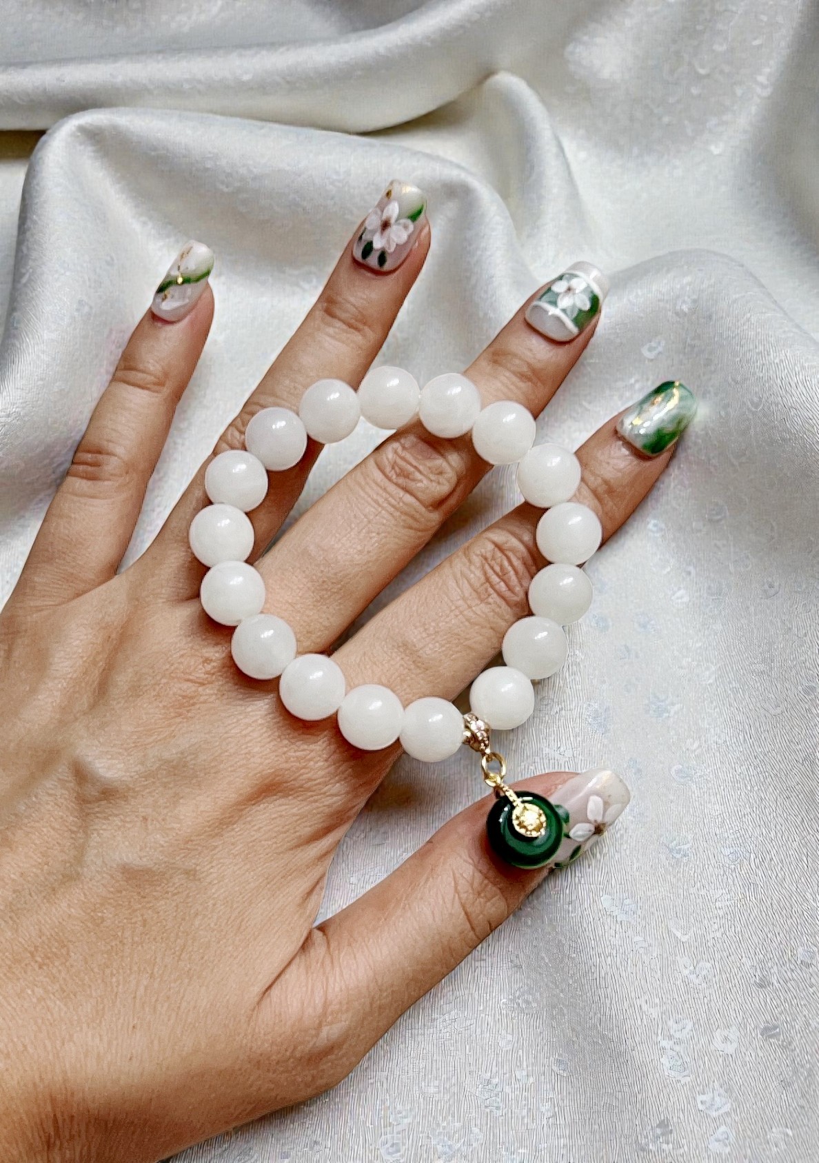 Love + Jade, Moonlit Harmony - Natural Hetian White Jade