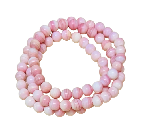 Tide Echo - Triple Round 7mm Blush Vein Bracelet