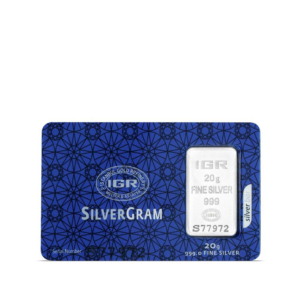 20 gr Silver Investment Bar - Istanbul Gold Refinery (IGR)