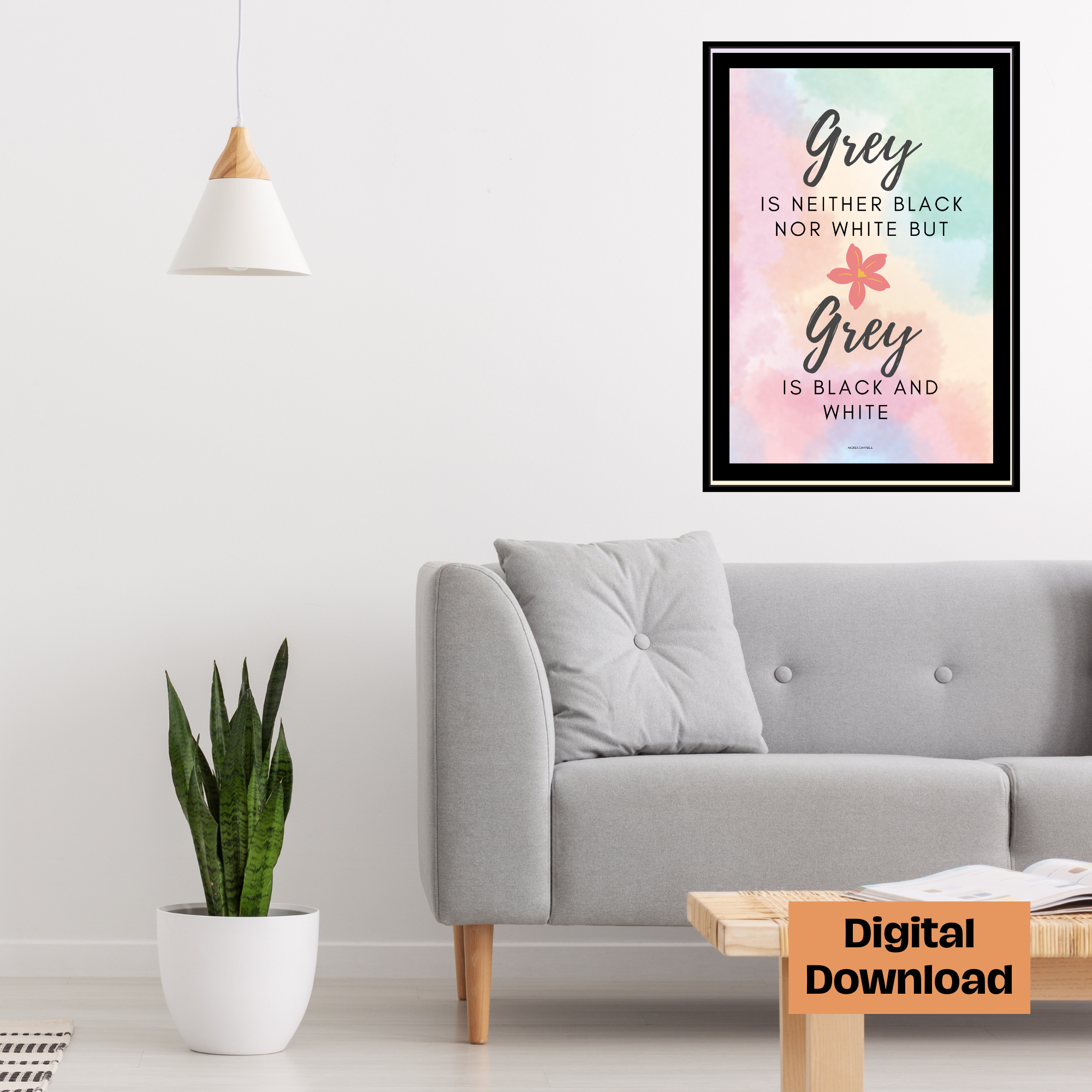 Grey Black White Wall Art