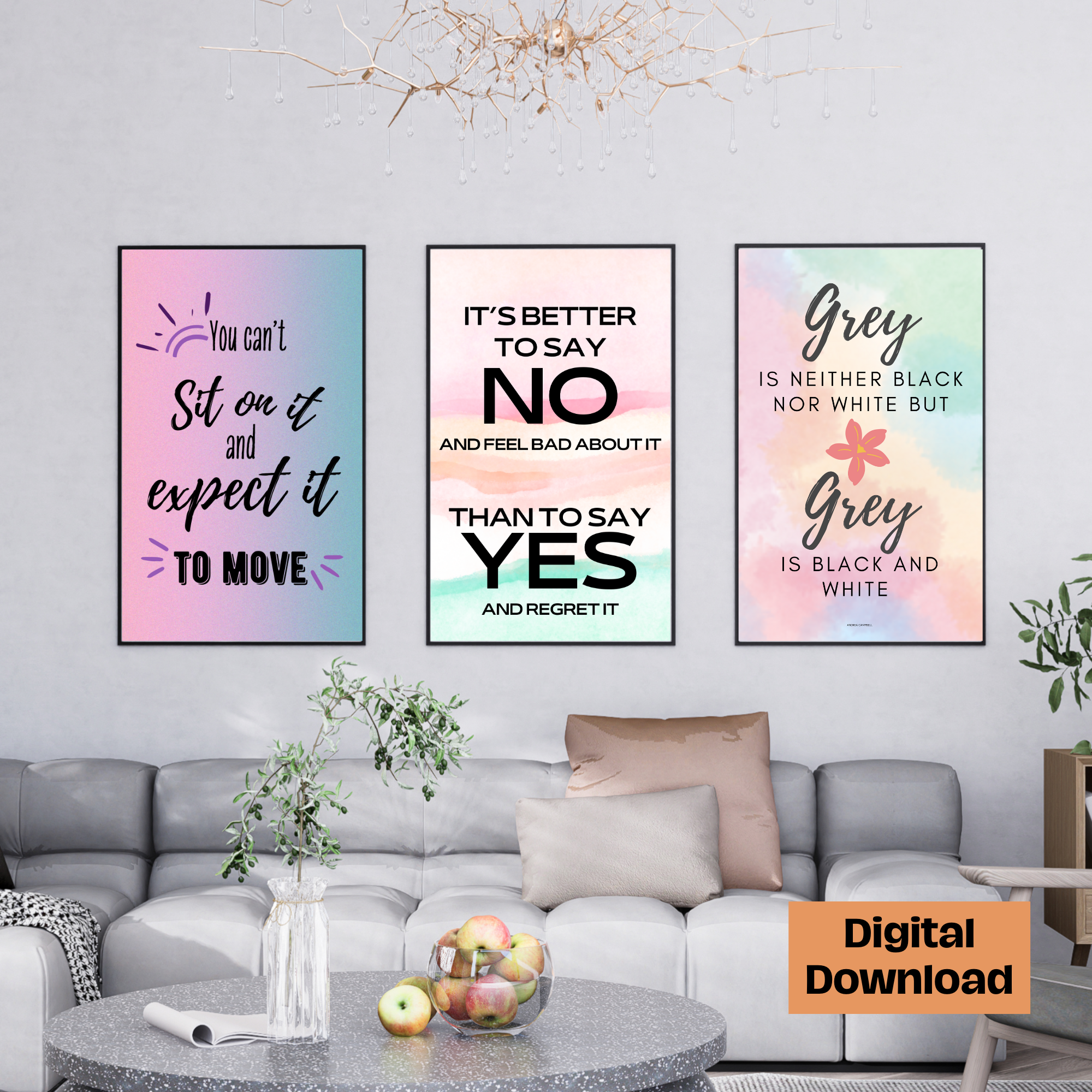 Grey Black White Wall Art