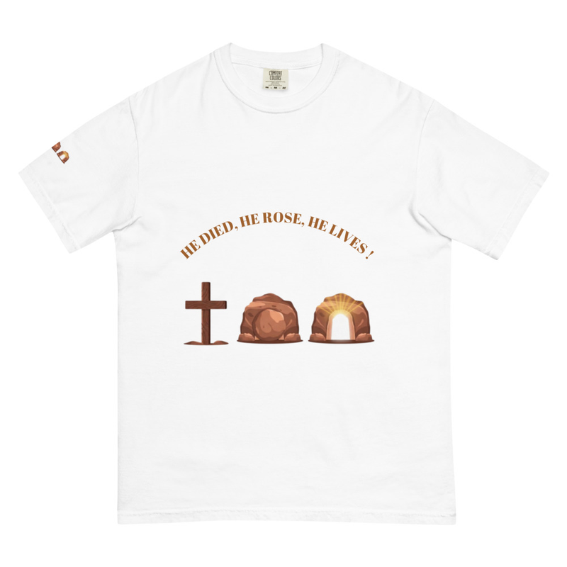Unisex garment-dyed heavyweight t-shirt- He lives