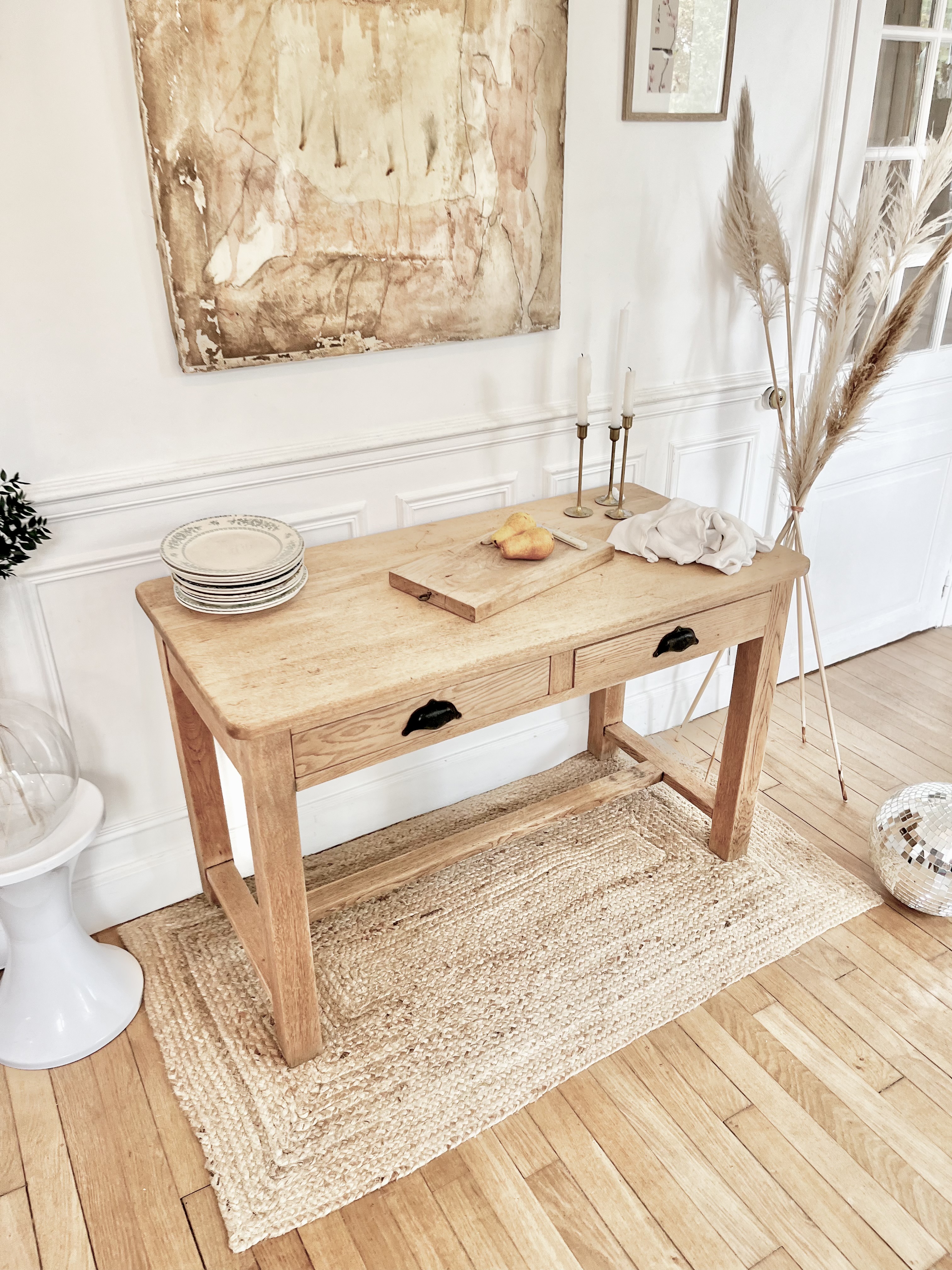 Console vintage en chêne massif / Bureau / îlots central 