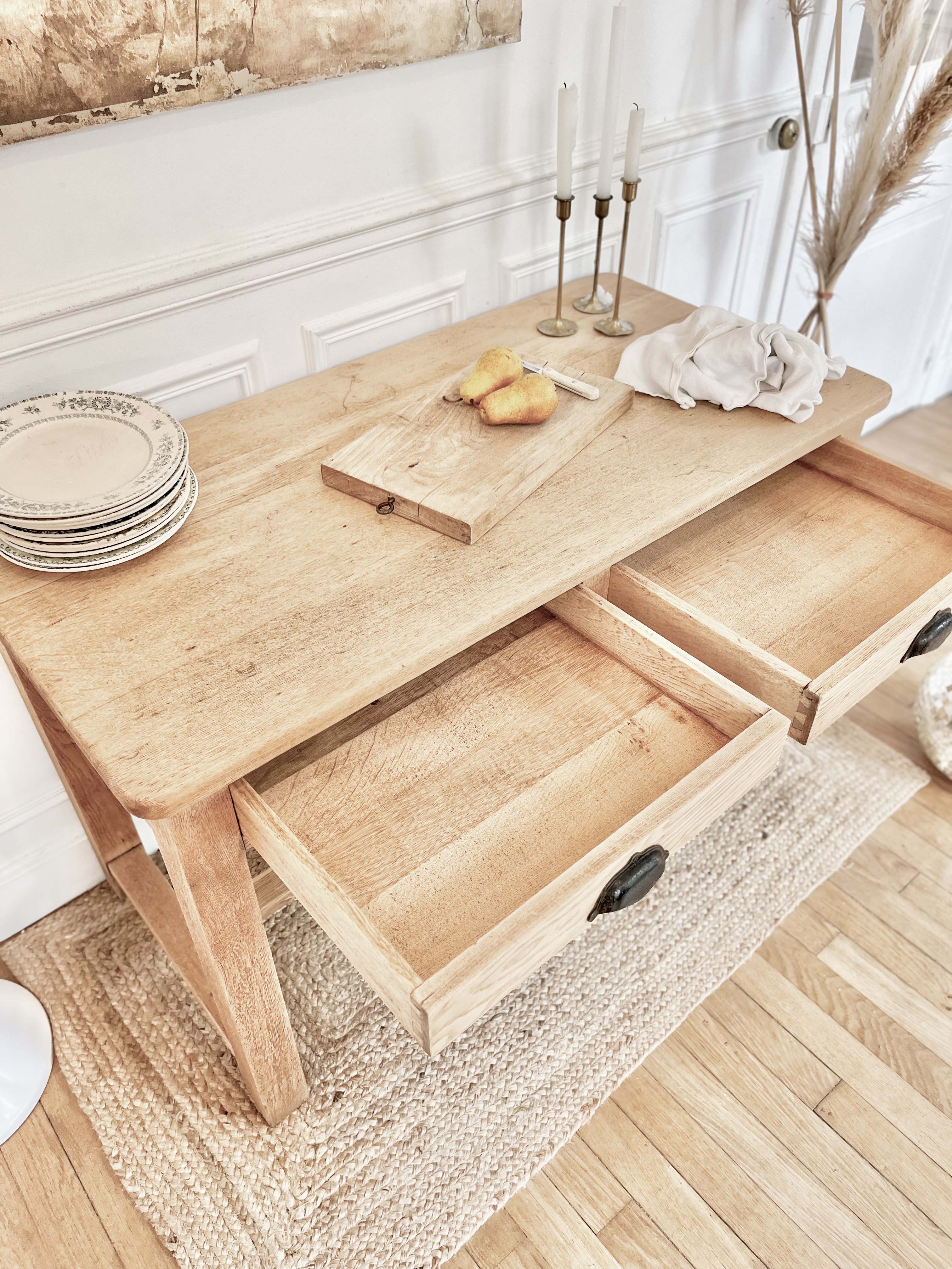 Console vintage en chêne massif / Bureau / îlots central 