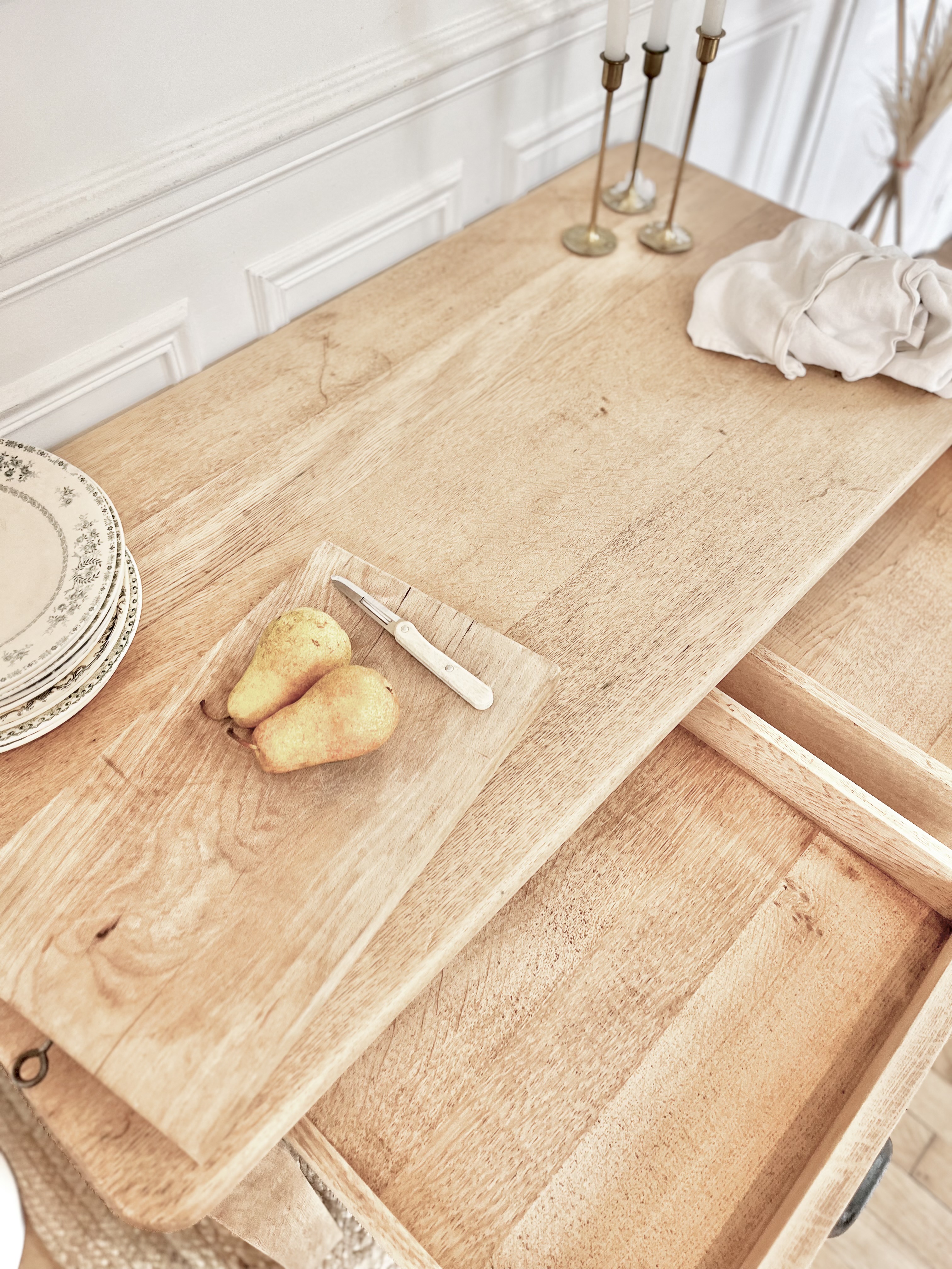 Console vintage en chêne massif / Bureau / îlots central 