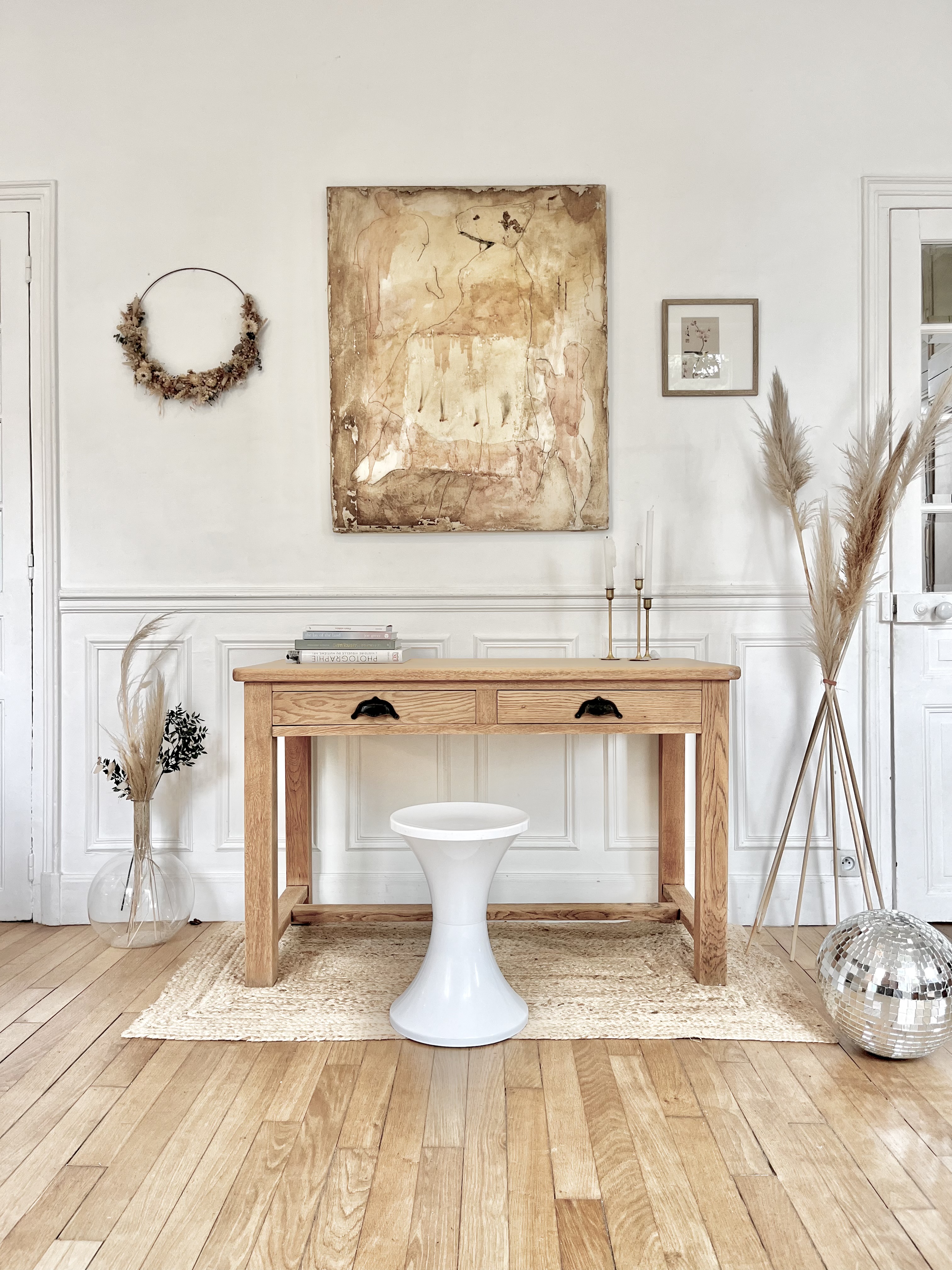 Console vintage en chêne massif / Bureau / îlots central 