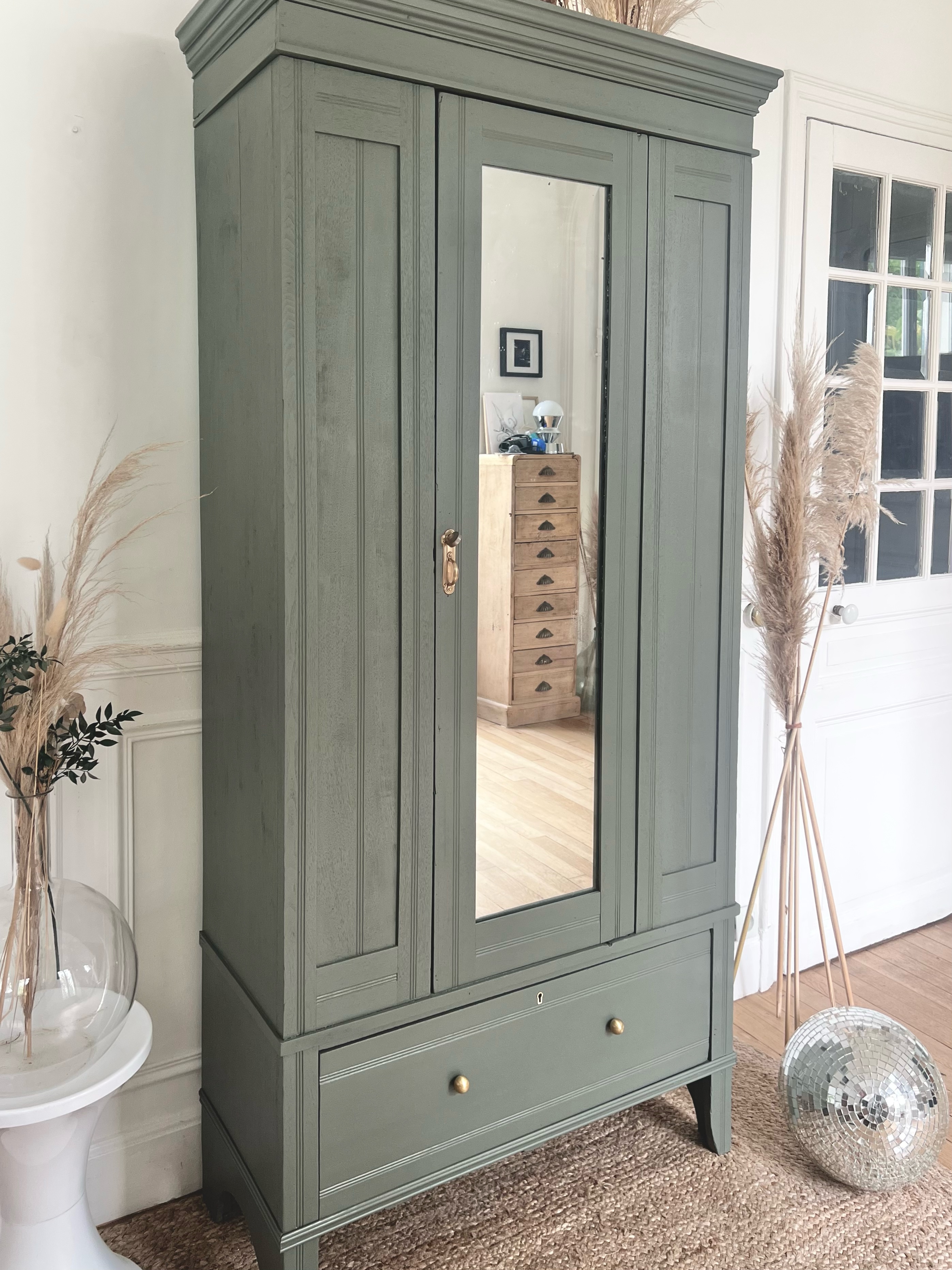 Bonnetière vintage vert sauge 