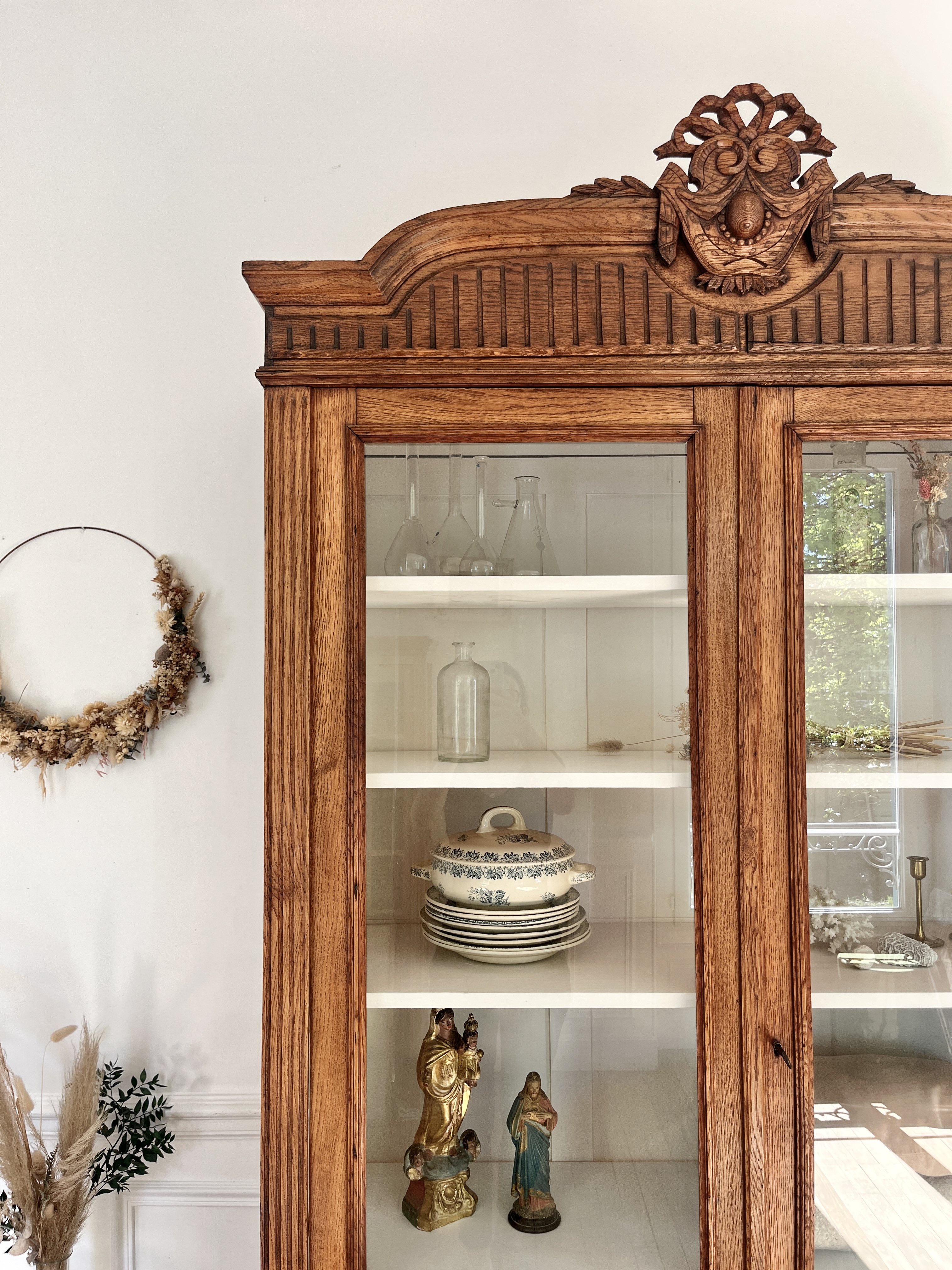 Armoire vitrée fin 19eme en chêne 