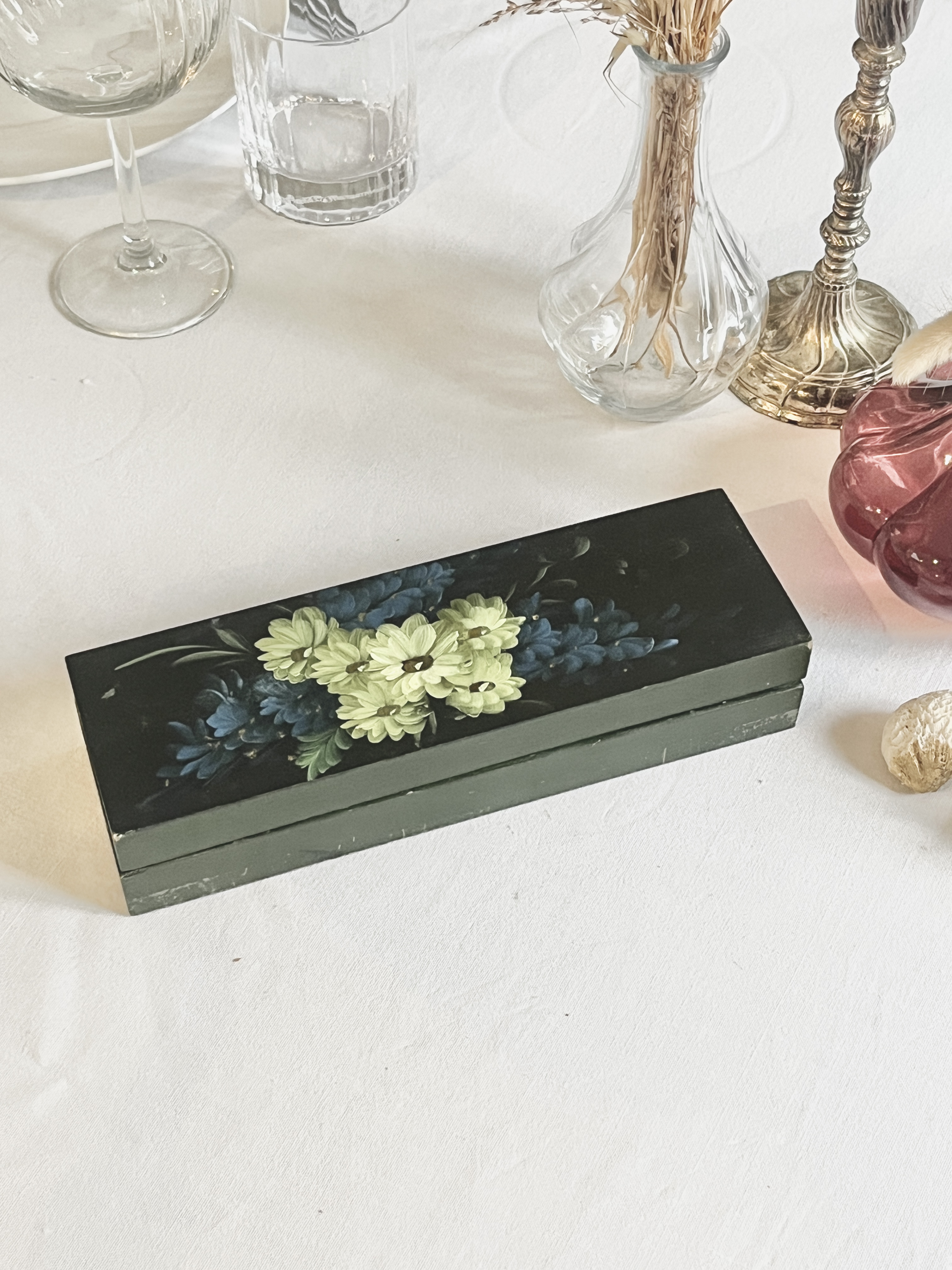 Boîte à bijoux décorative/ Écritoire ancien peint à la main 