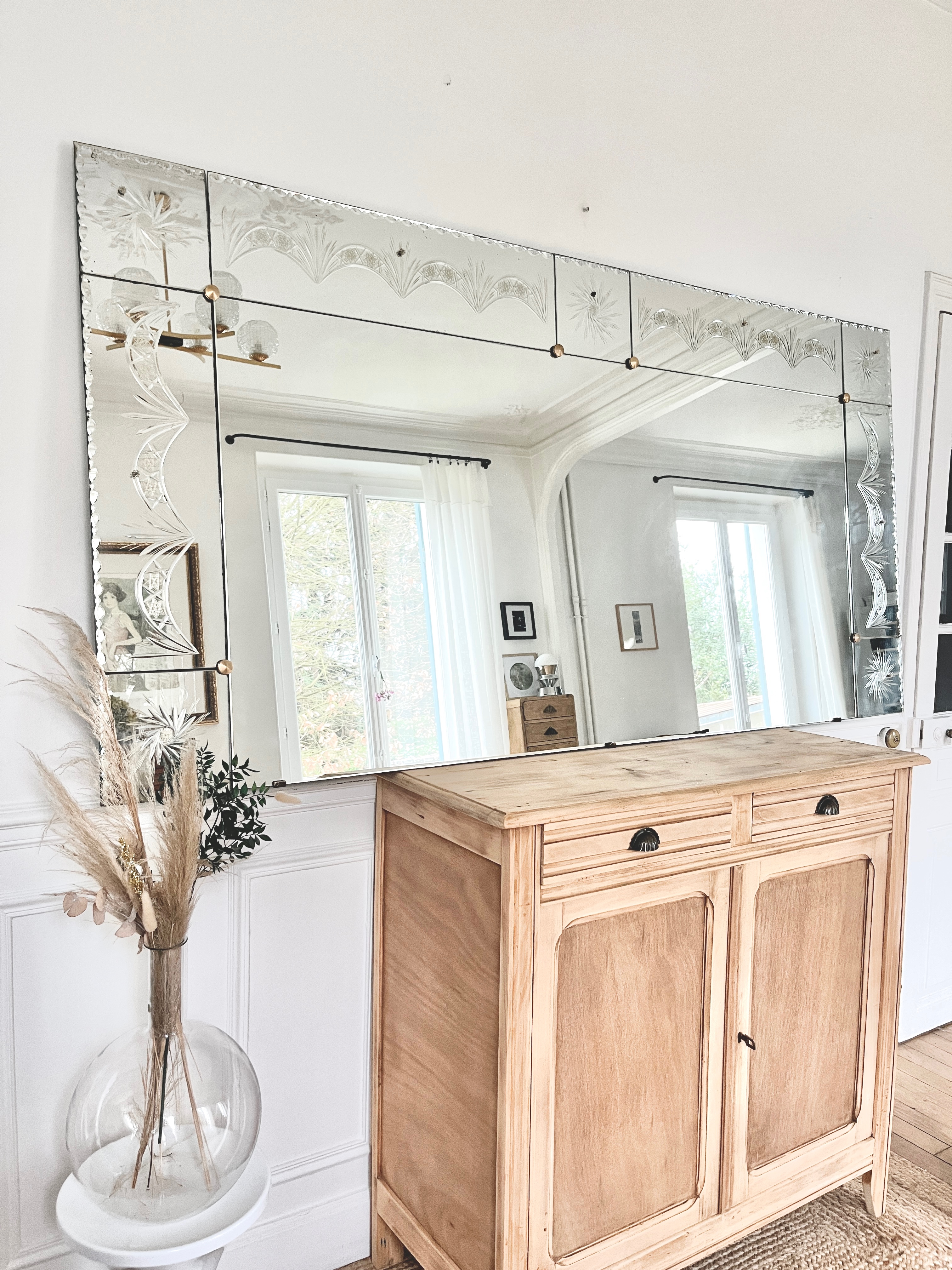 Grand miroir vénitien Art Déco 