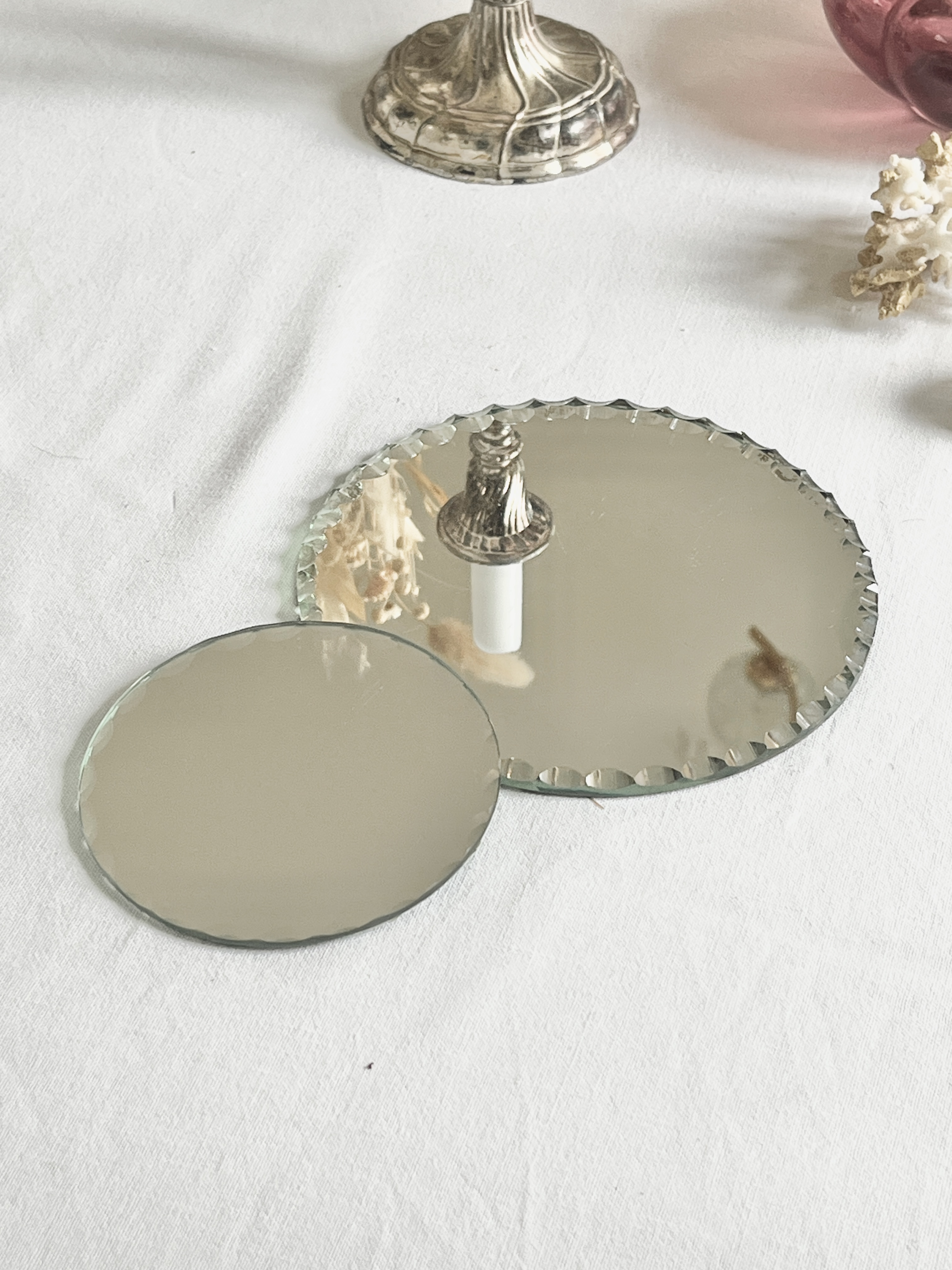 Plateau miroir rond décoratif