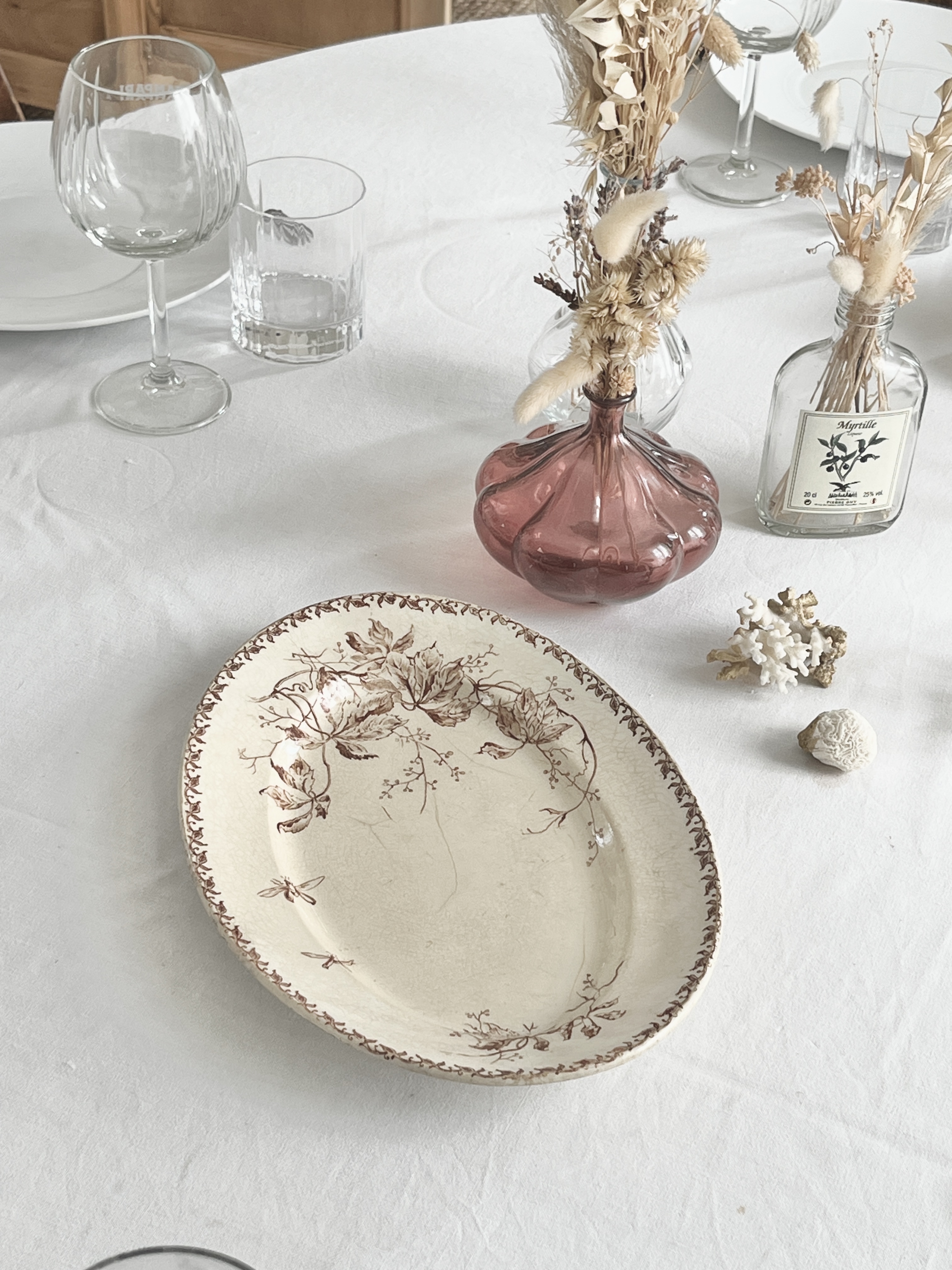 Plat ovale en Terre de fer  florale