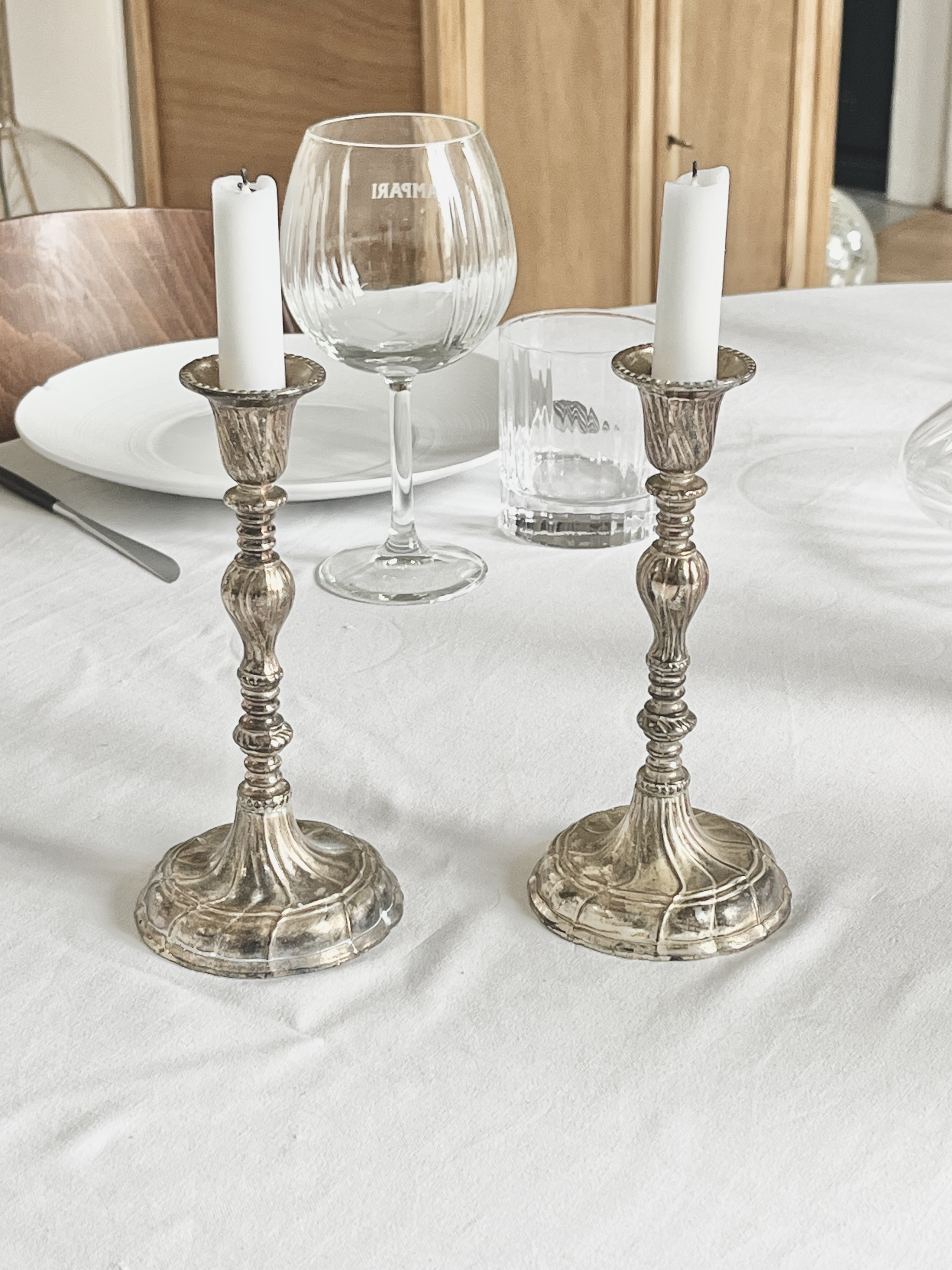 Bougeoir en argent vintage