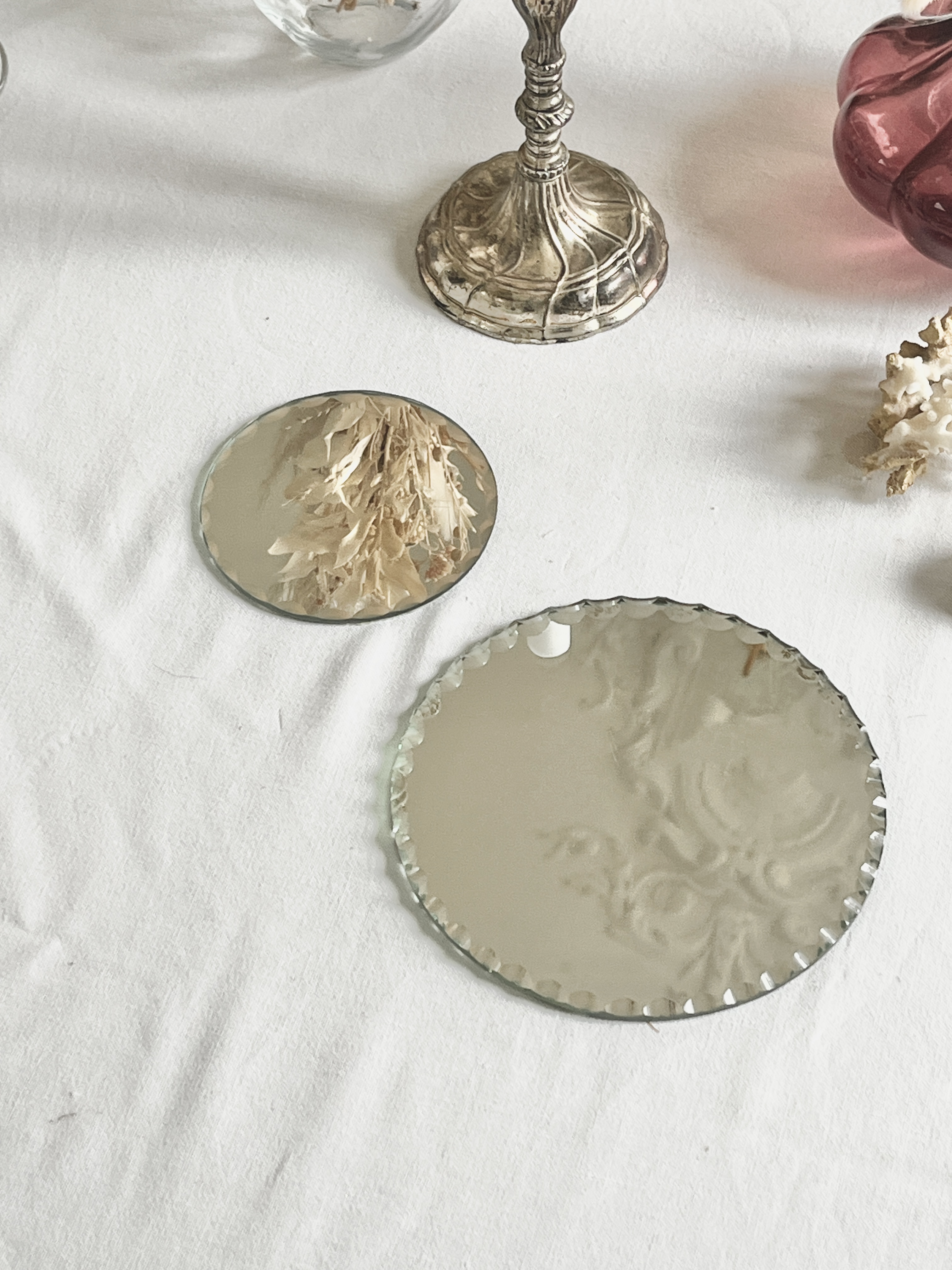 Plateau miroir rond décoratif