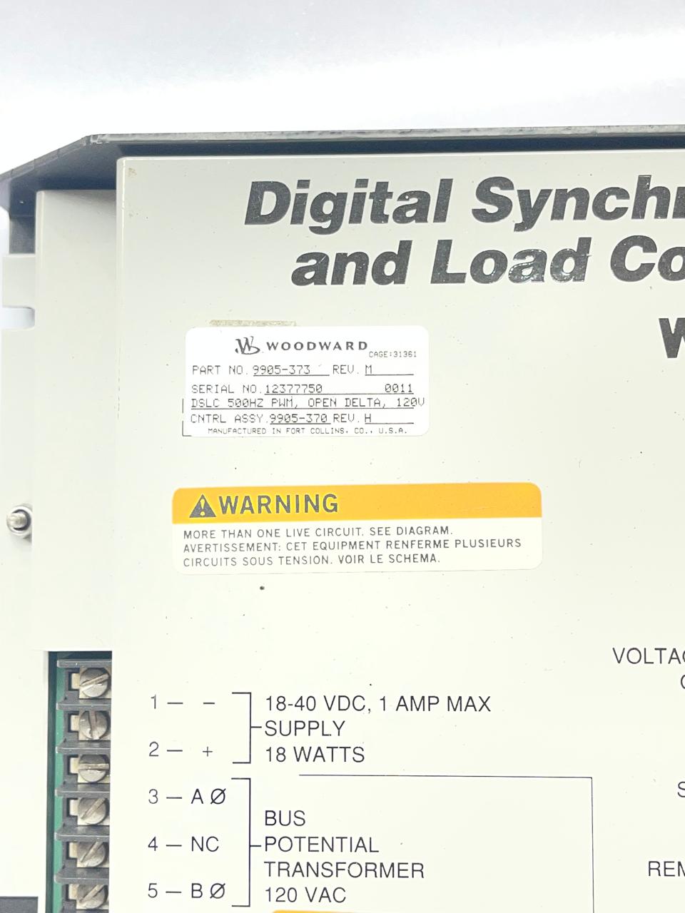  Woodward 9905-373 Rev-M Digital Synchronizer Load Control Generator Module