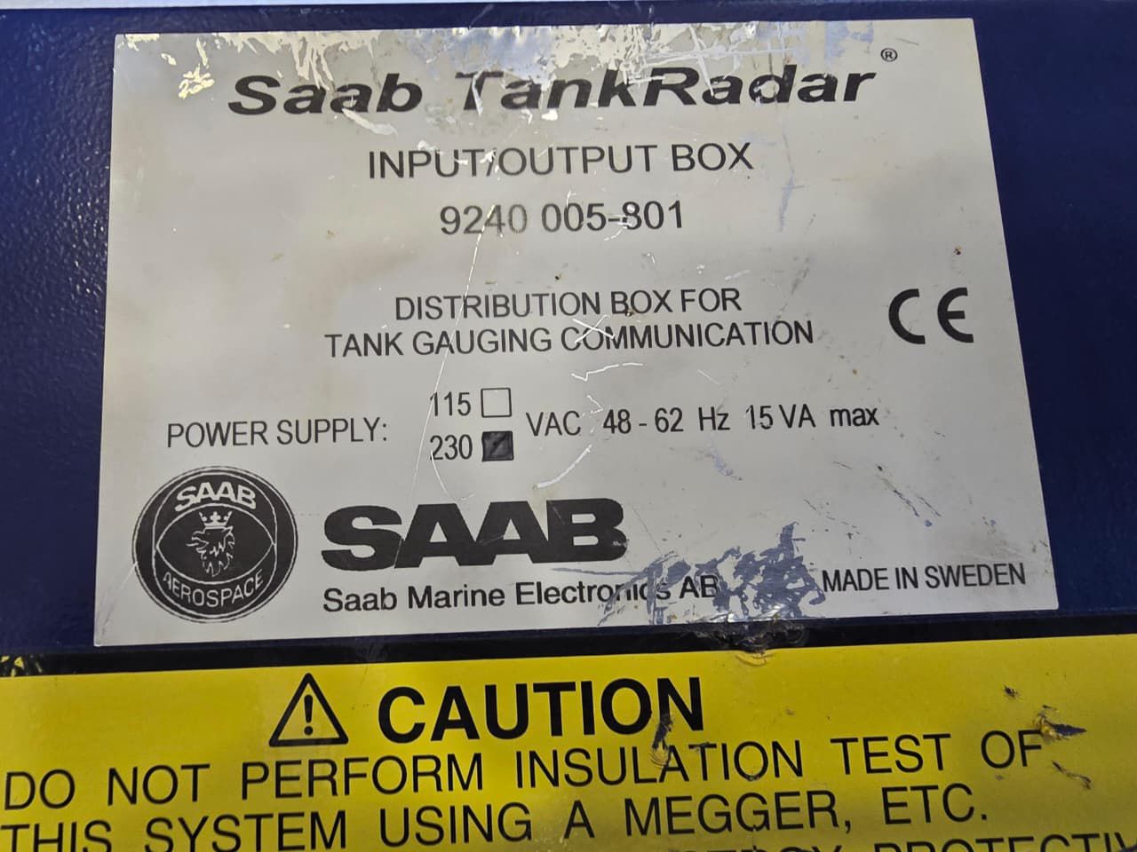 SAAB TANKRADAR INPUT/OUTPUT BOX 9240 005-801