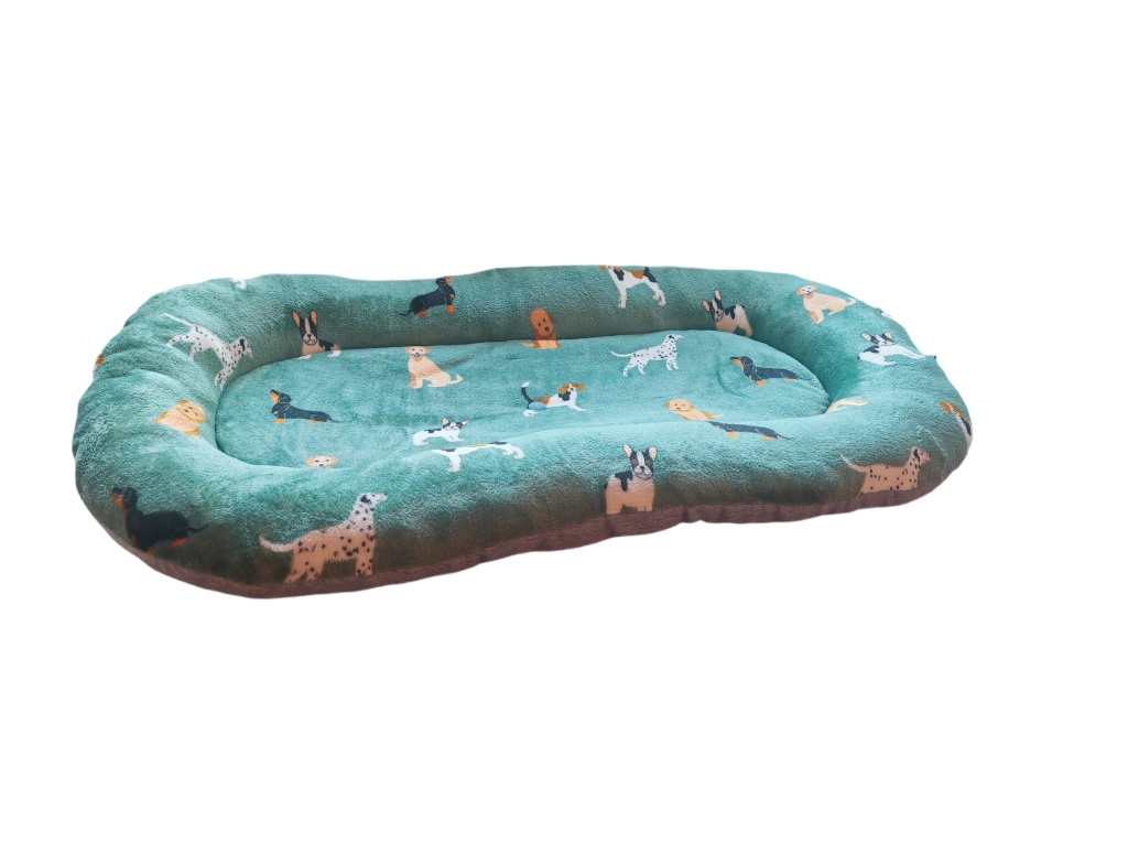 PANIER CHIEN VERT MOTIFS