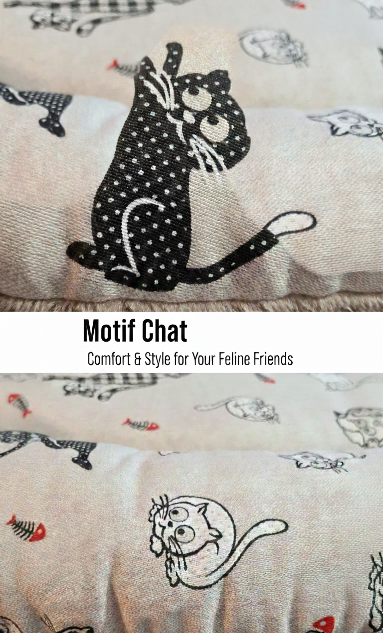 PANIER CHAT MOELLEUX ROSE MOTIFS CHATS