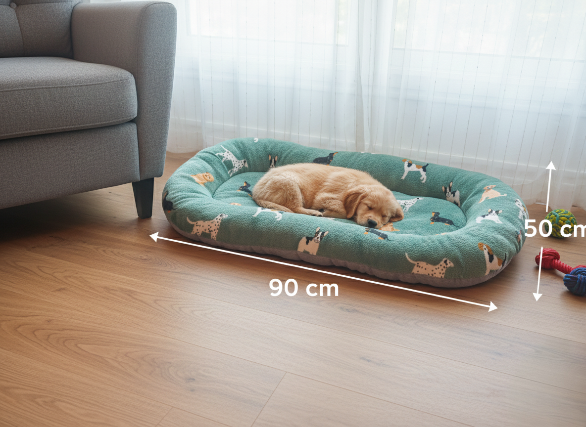 PANIER CHIEN VERT MOTIFS