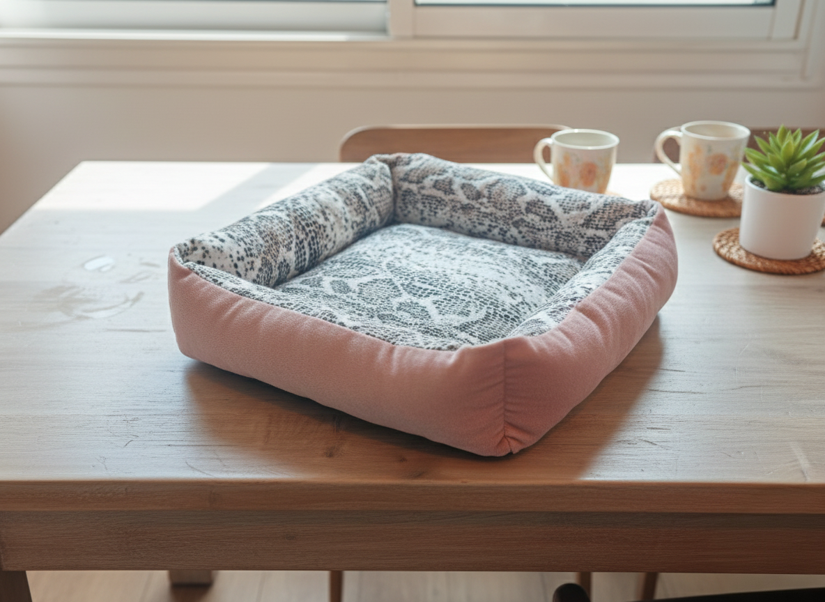 PANIER CHAT MOELLEUX CARRE IMPRIME S