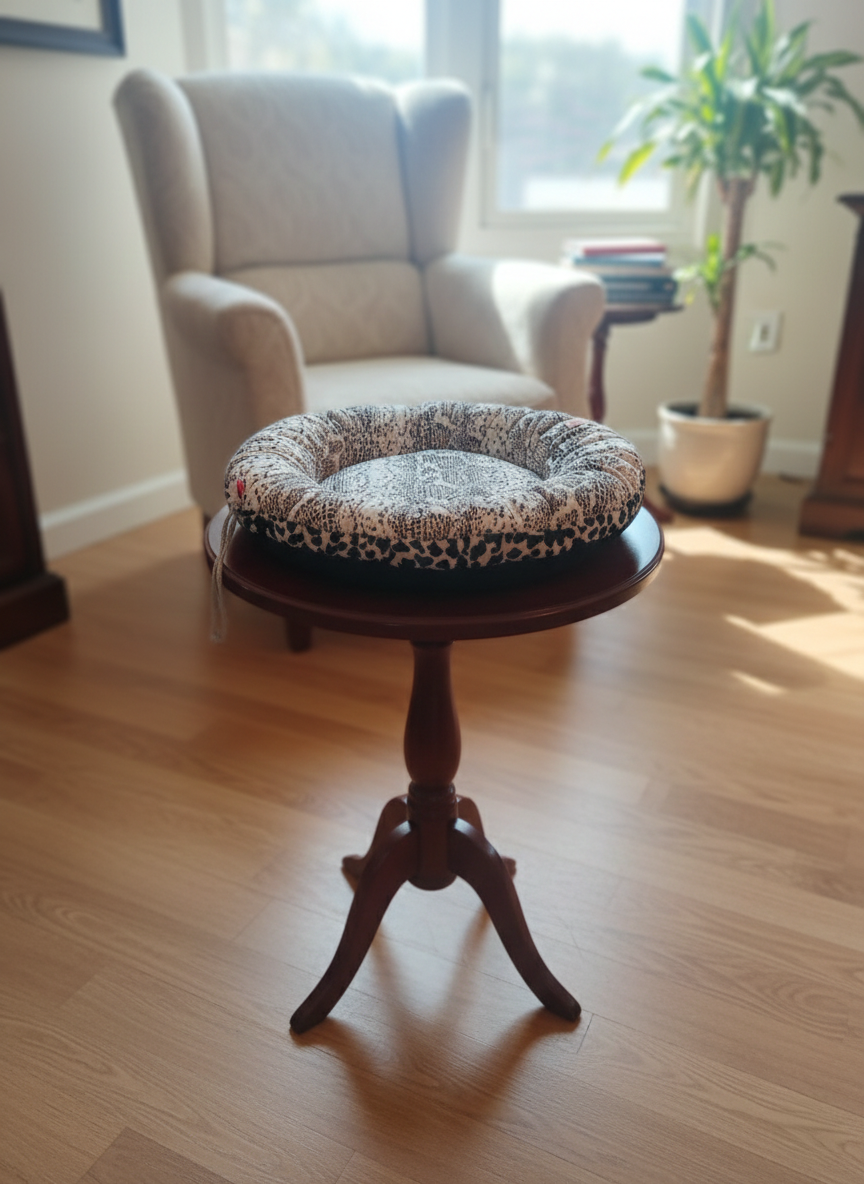 PANIER CHAT MOELLEUX LÉOPARD IMPRIME