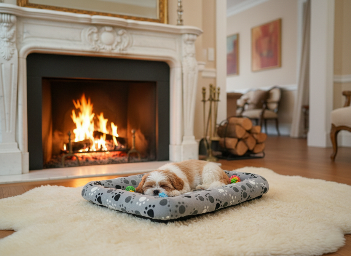 PANIER CHIEN GRIS MOTIFS PATTES