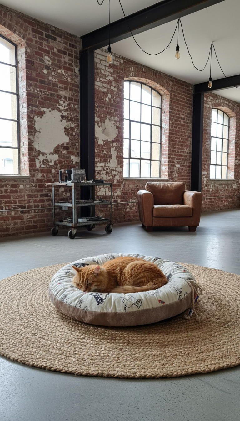 PANIER CHAT MOELLEUX ROSE MOTIFS CHATS