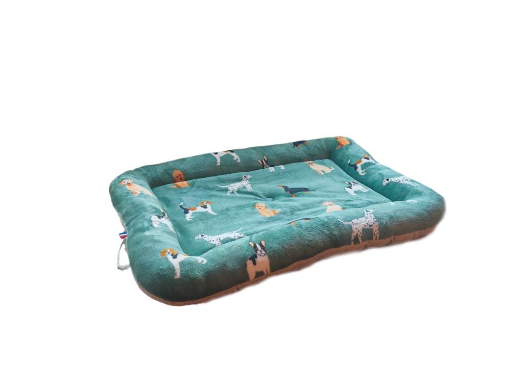 PANIER CHIEN VERT MOTIFS