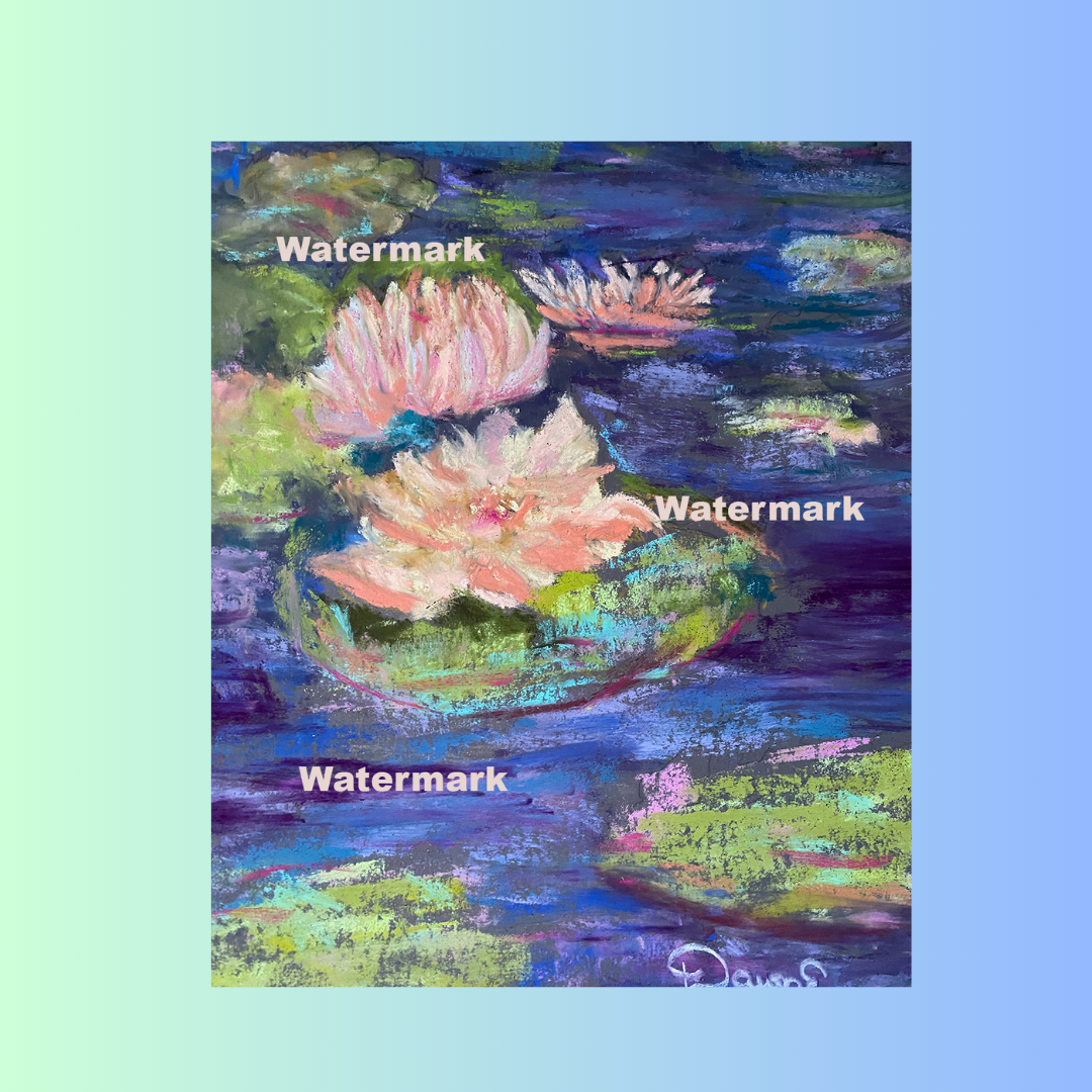 Purple Pond Lillies 9 x 12 Pastel Painting Unframed 