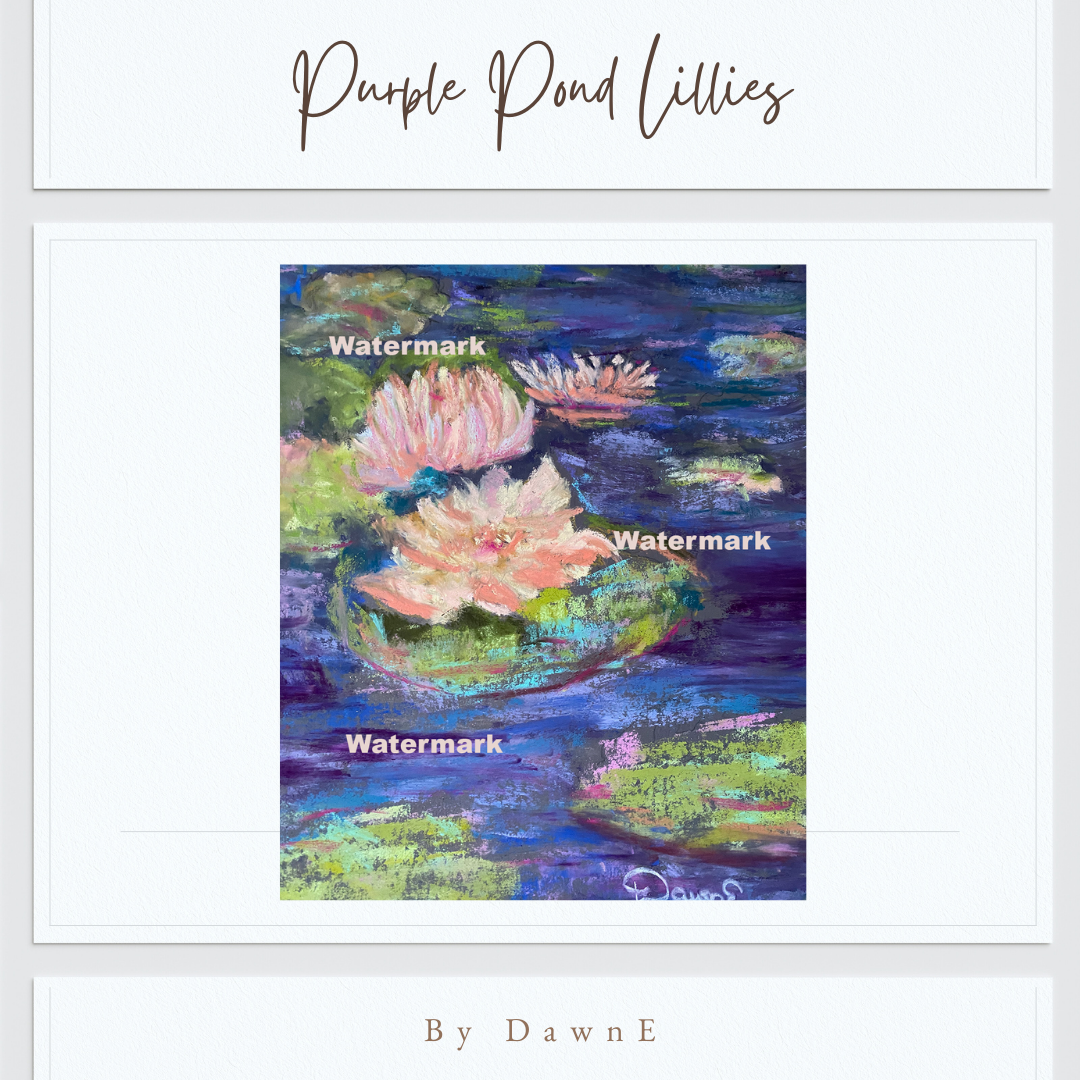 Purple Pond Lillies 9 x 12 Pastel Painting Unframed