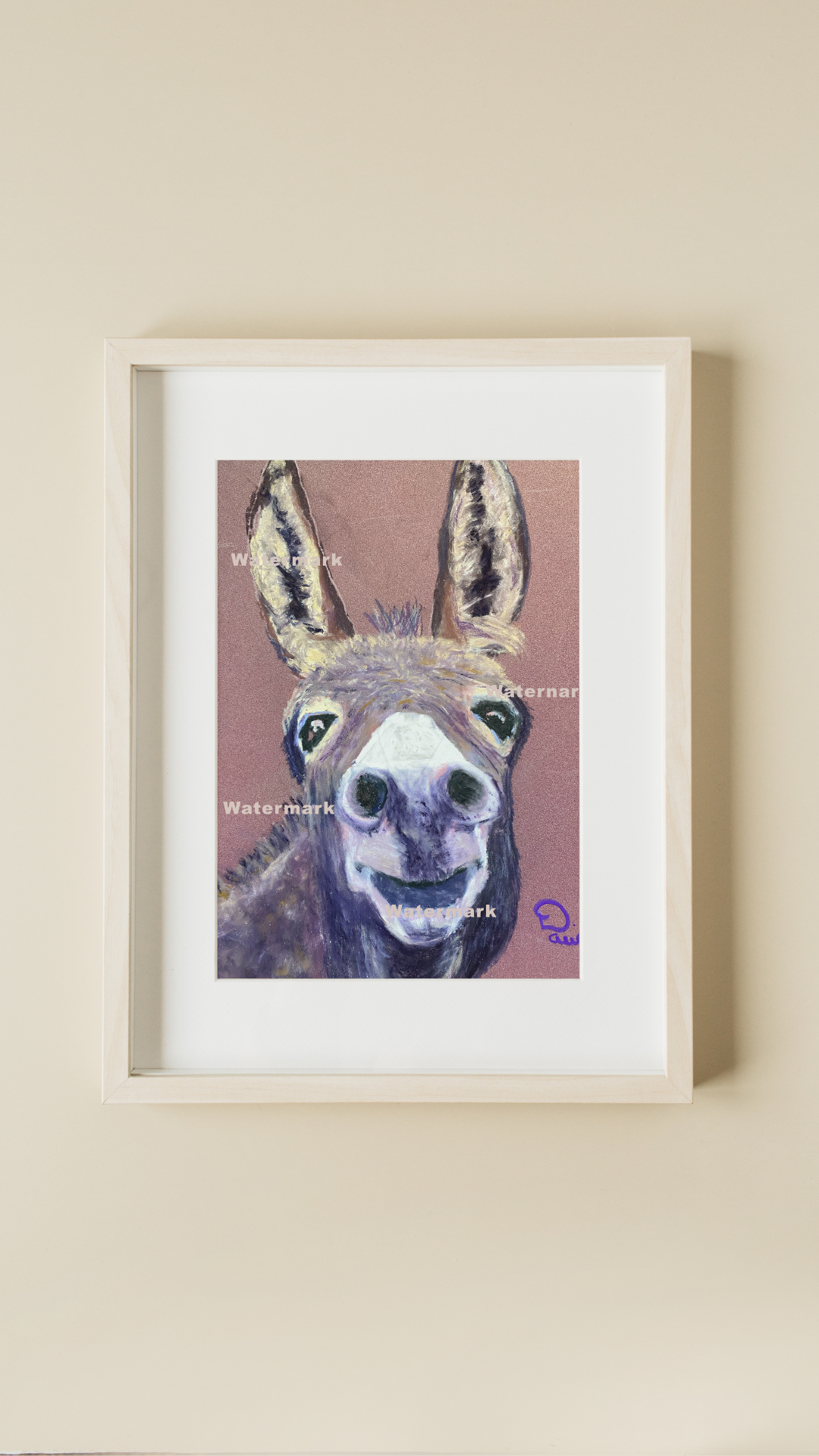 Dufus Donkey 9 x 12 Pastel Painting Unframed