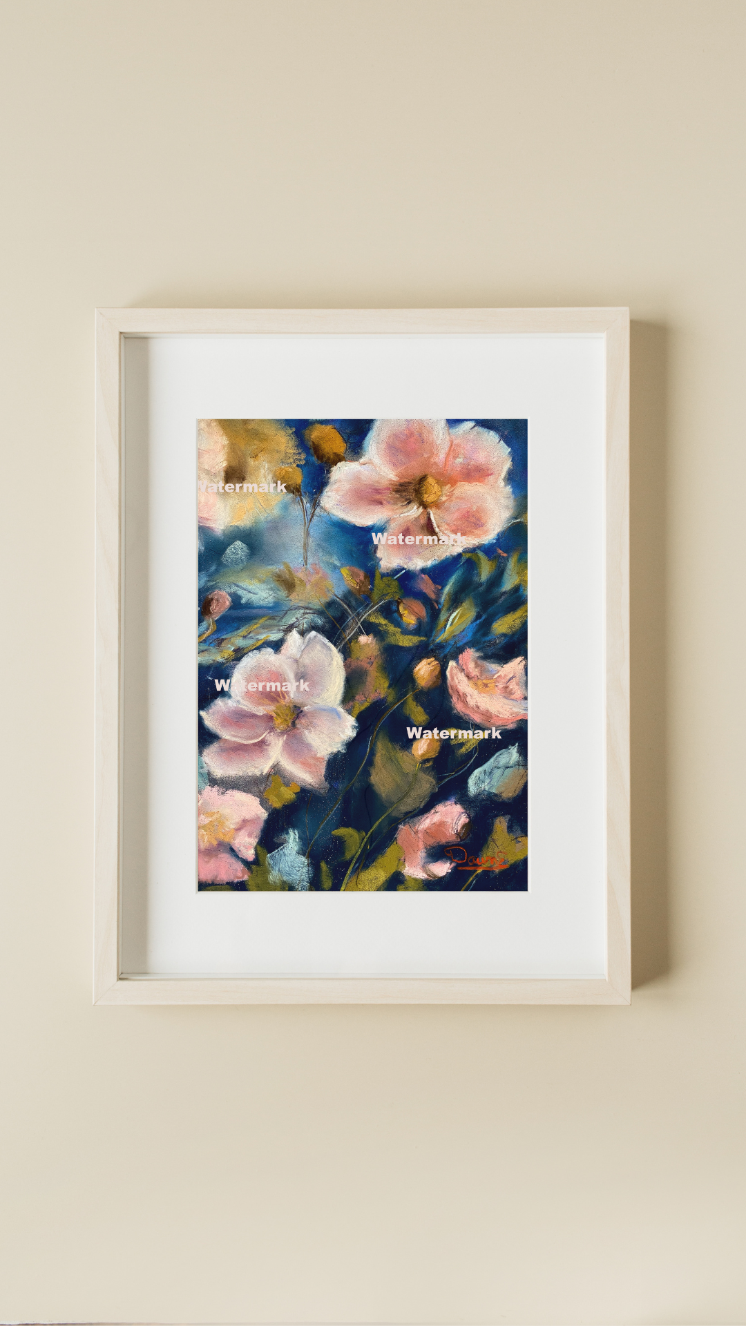 Pink Batches 9 x 12 Pastel Painting unframed