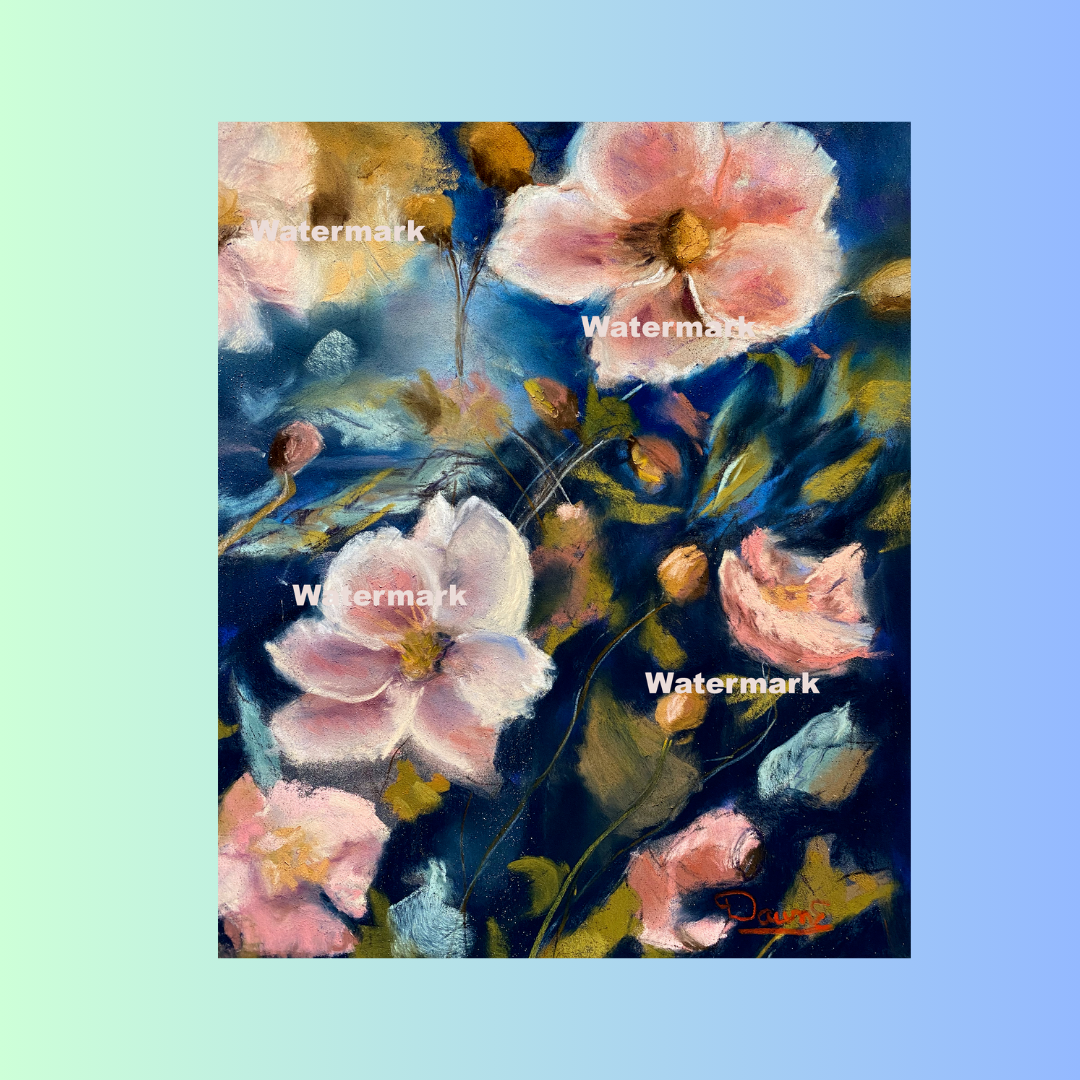 Pink Batches 9 x 12 Pastel Painting unframed