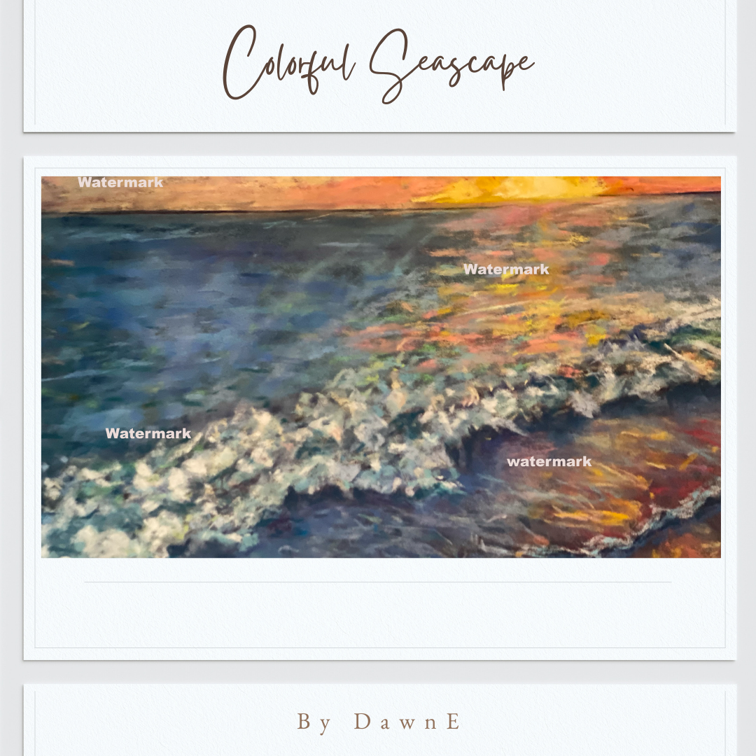 Colorful Seascape 12 x 16 Pastel Painting unframed