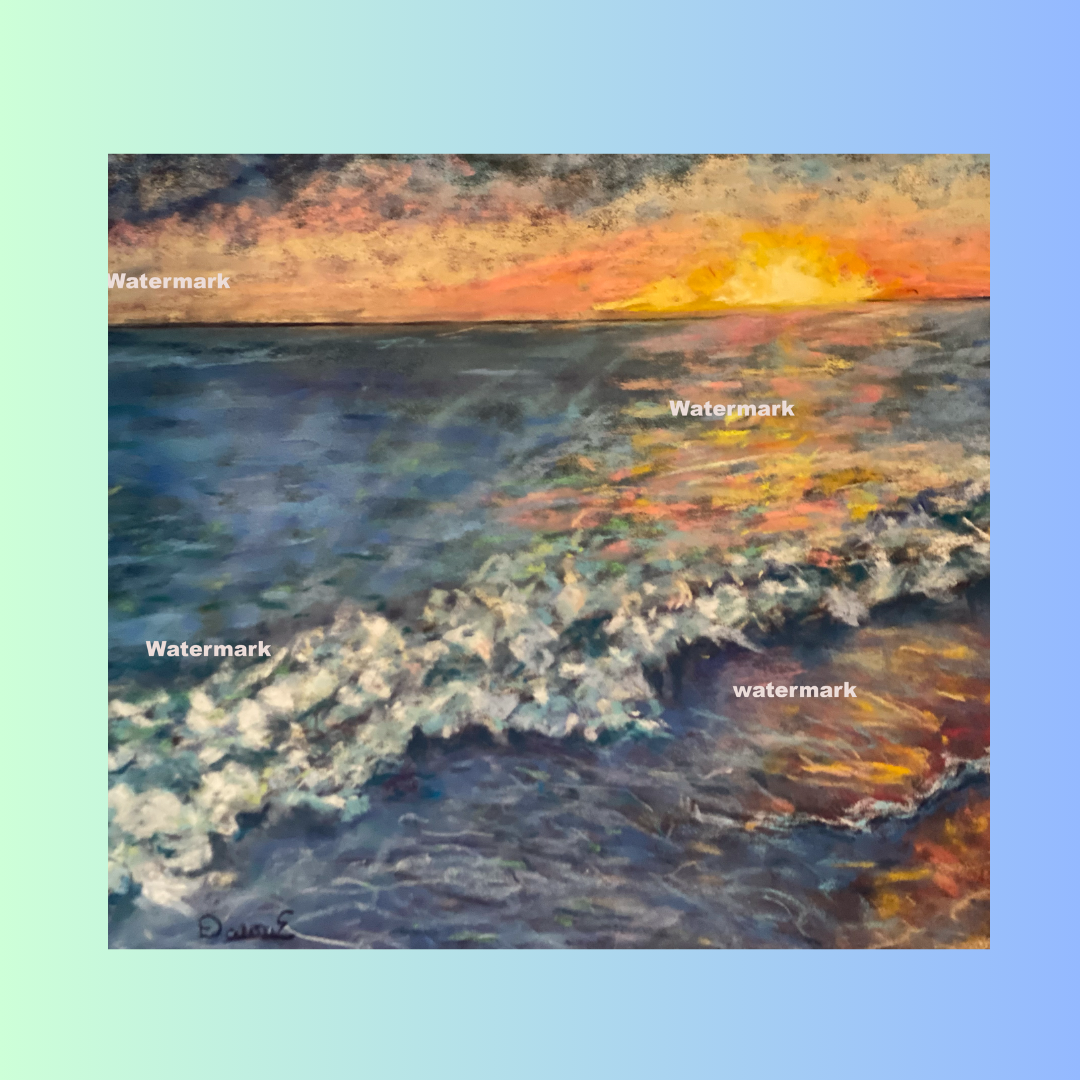 Colorful Seascape 12 x 16 Pastel Painting unframed