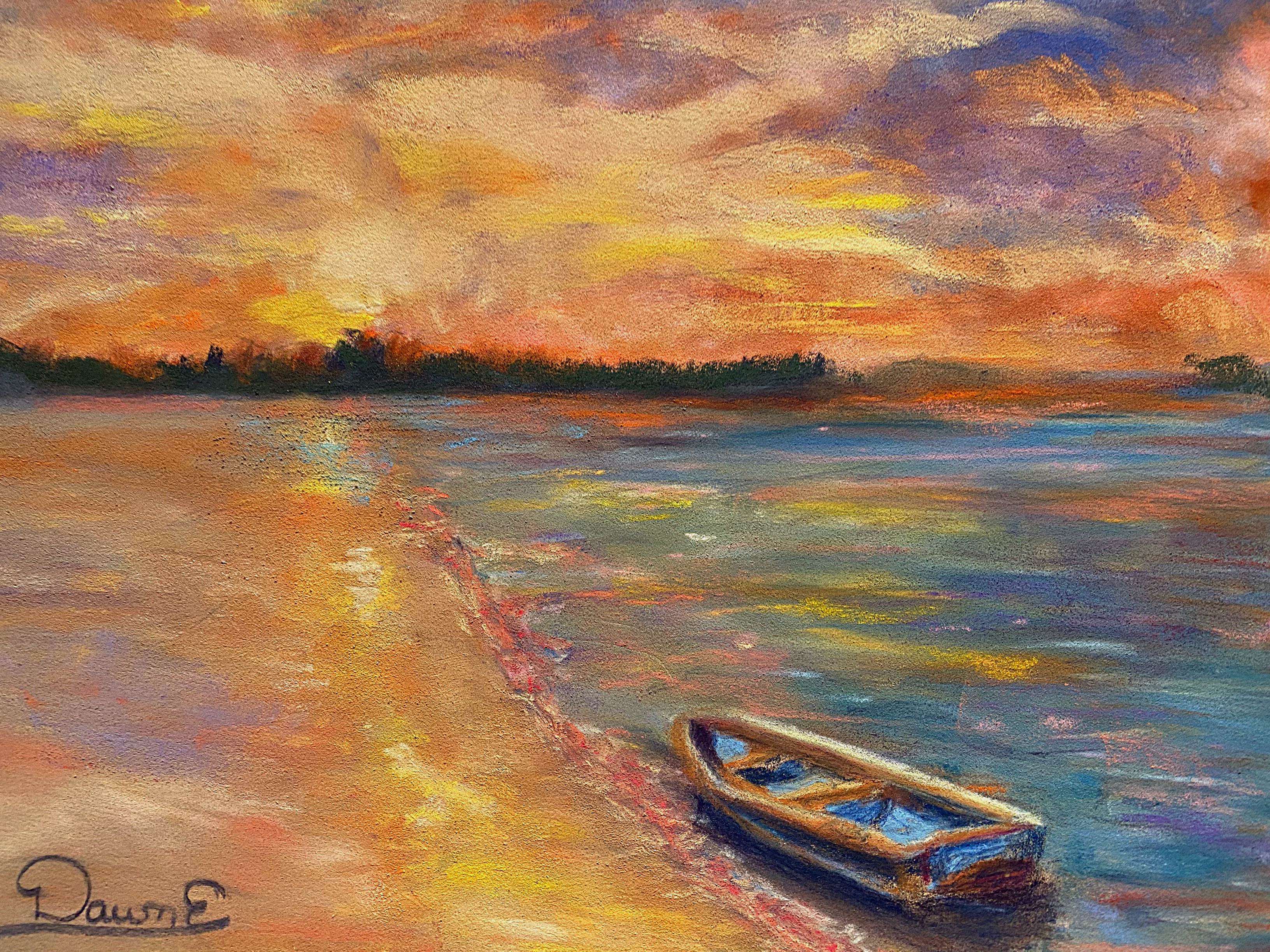 Beach Boat 12 x 9 Pastel unframed