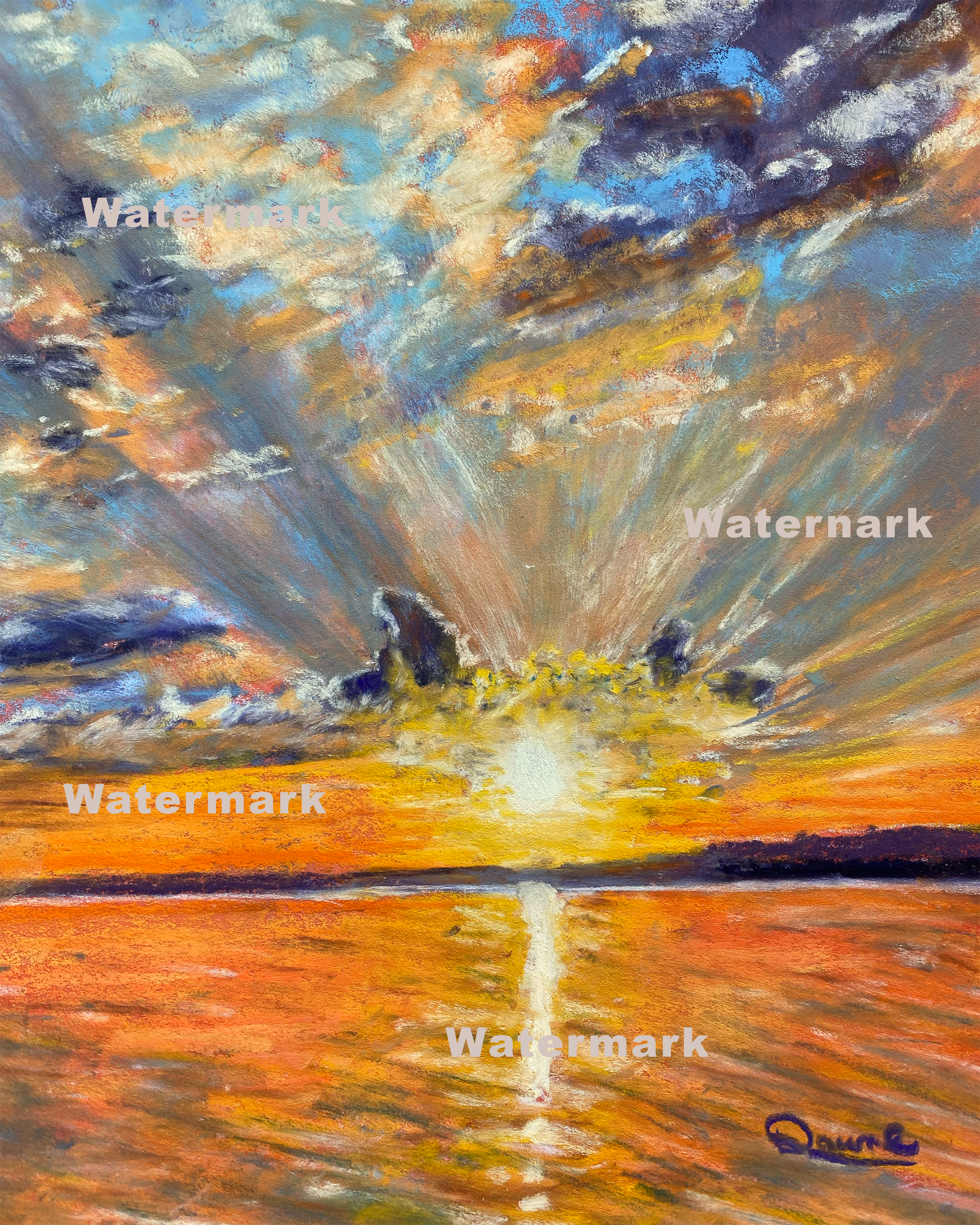 Ocean Dawning 9 x 12 Pastel Painting unframed