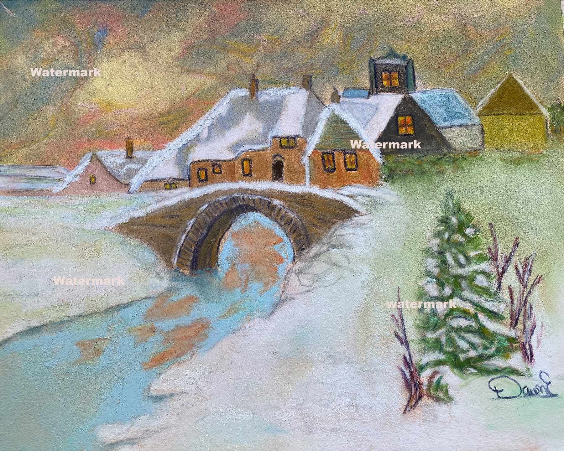 Christmas Village 8 x 10 Print unframed