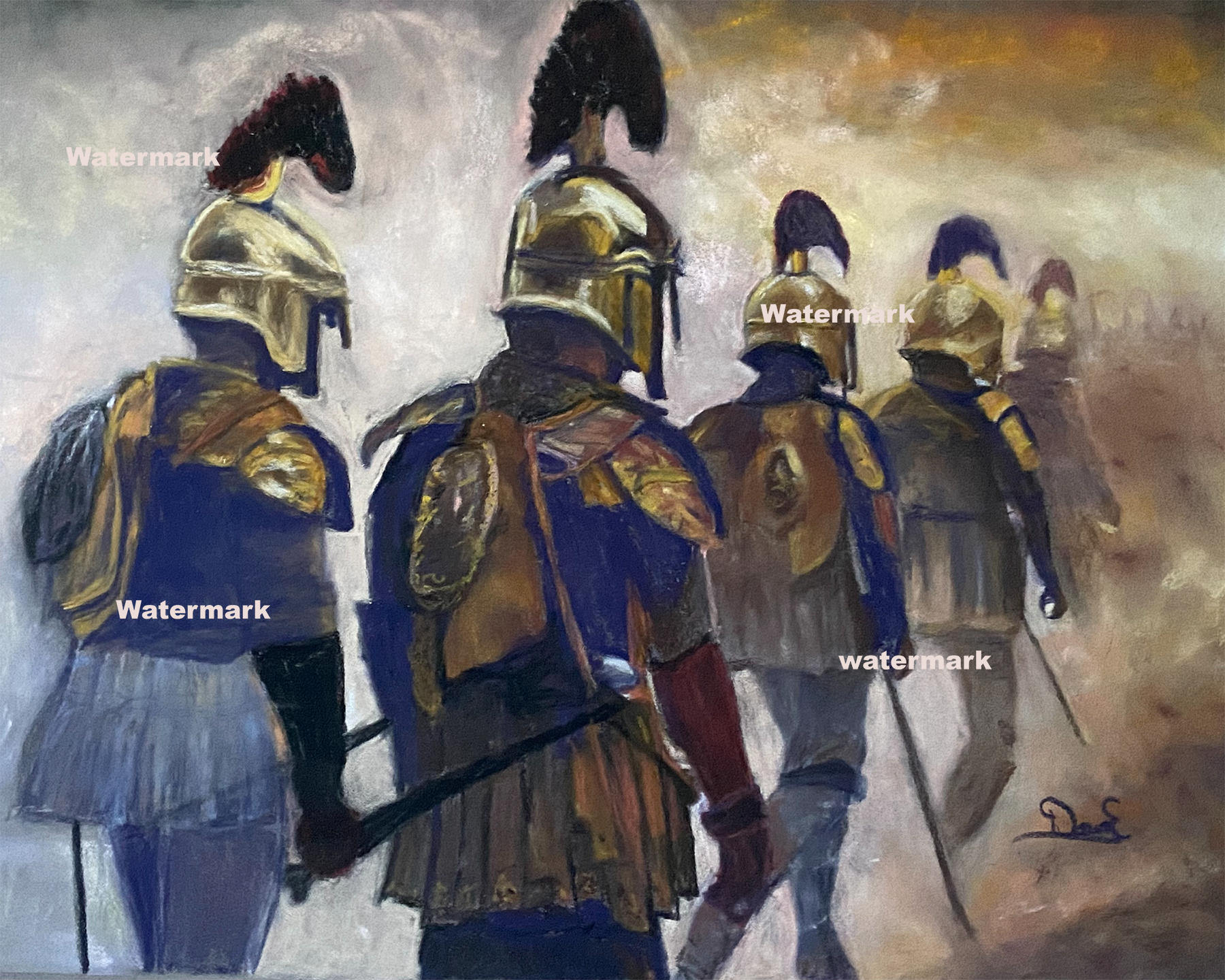 March of Valor 12 x 9 Pastel Painting Unframed