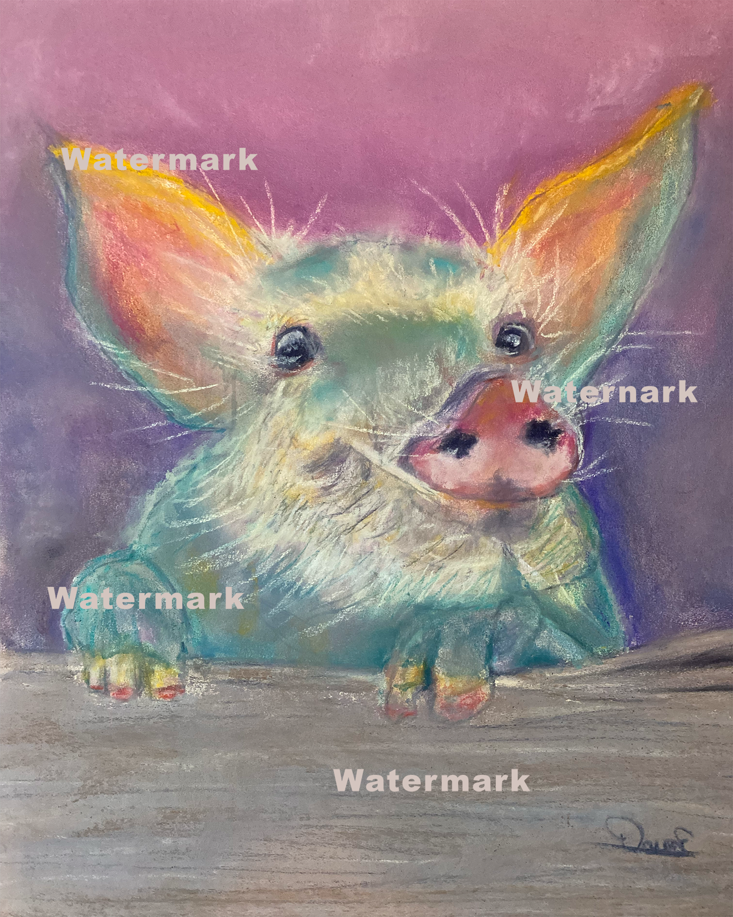 Perky Piggy 8 x 10 Print Unframed