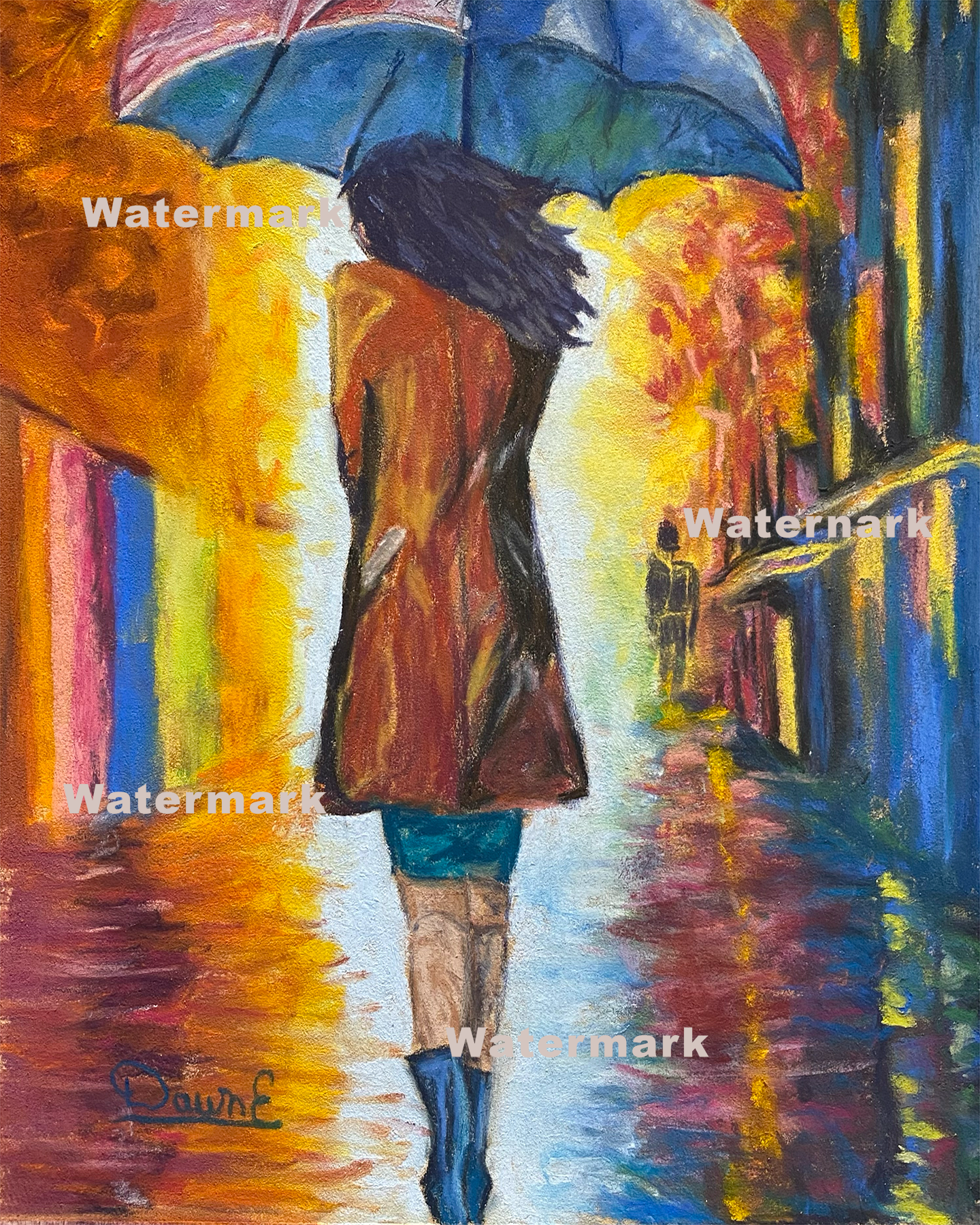 Umbrella Waltz - A Pastel Symphony l 9 x 12 Pastel Painting Unframed