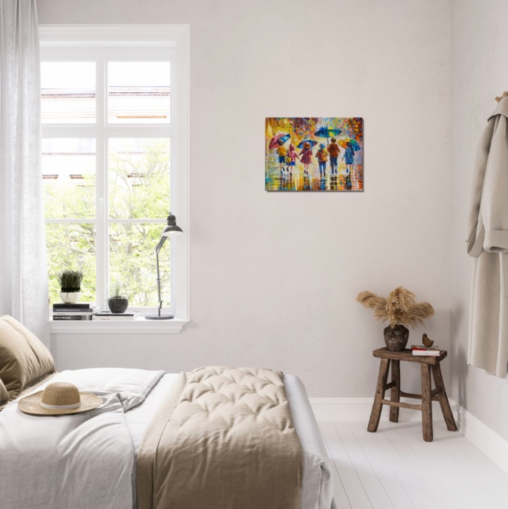 Umbrella Splash l 9 x 12 Pastel Painting Unframed